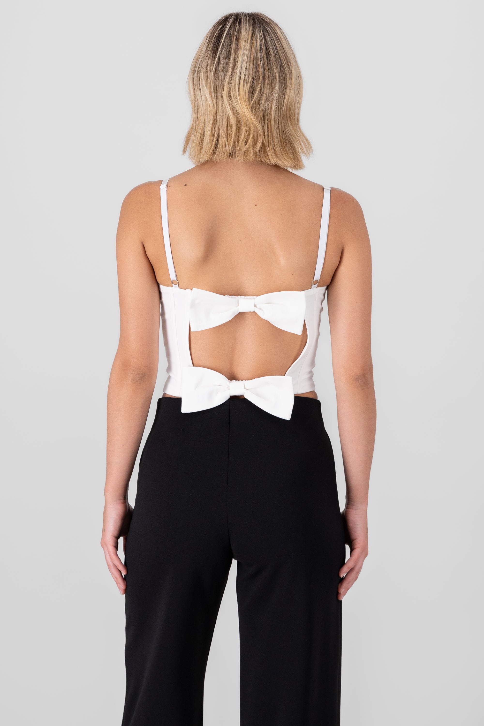 Corset with Back Bow Detail WHITE