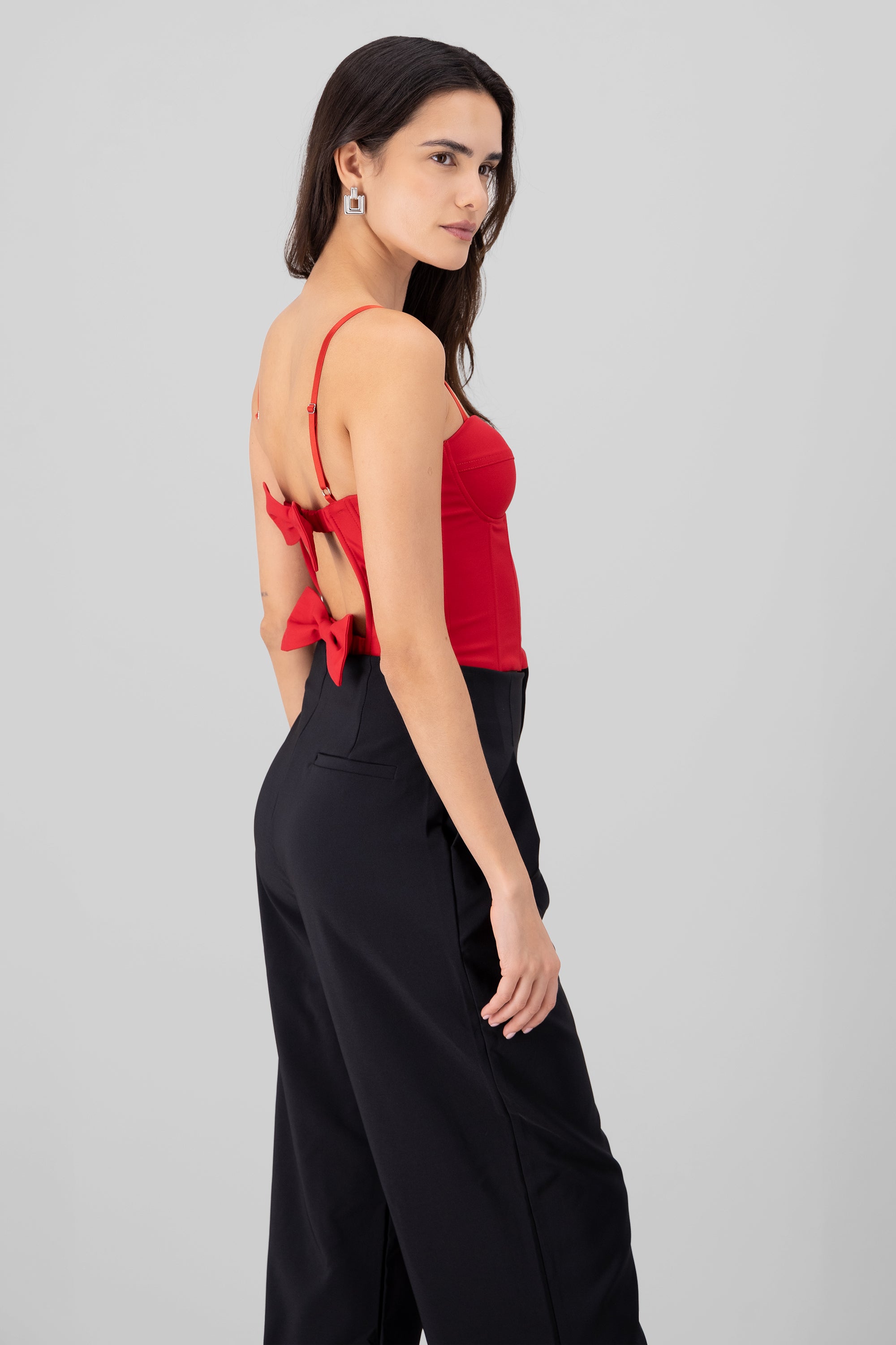 Corset with Back Bow Detail RED