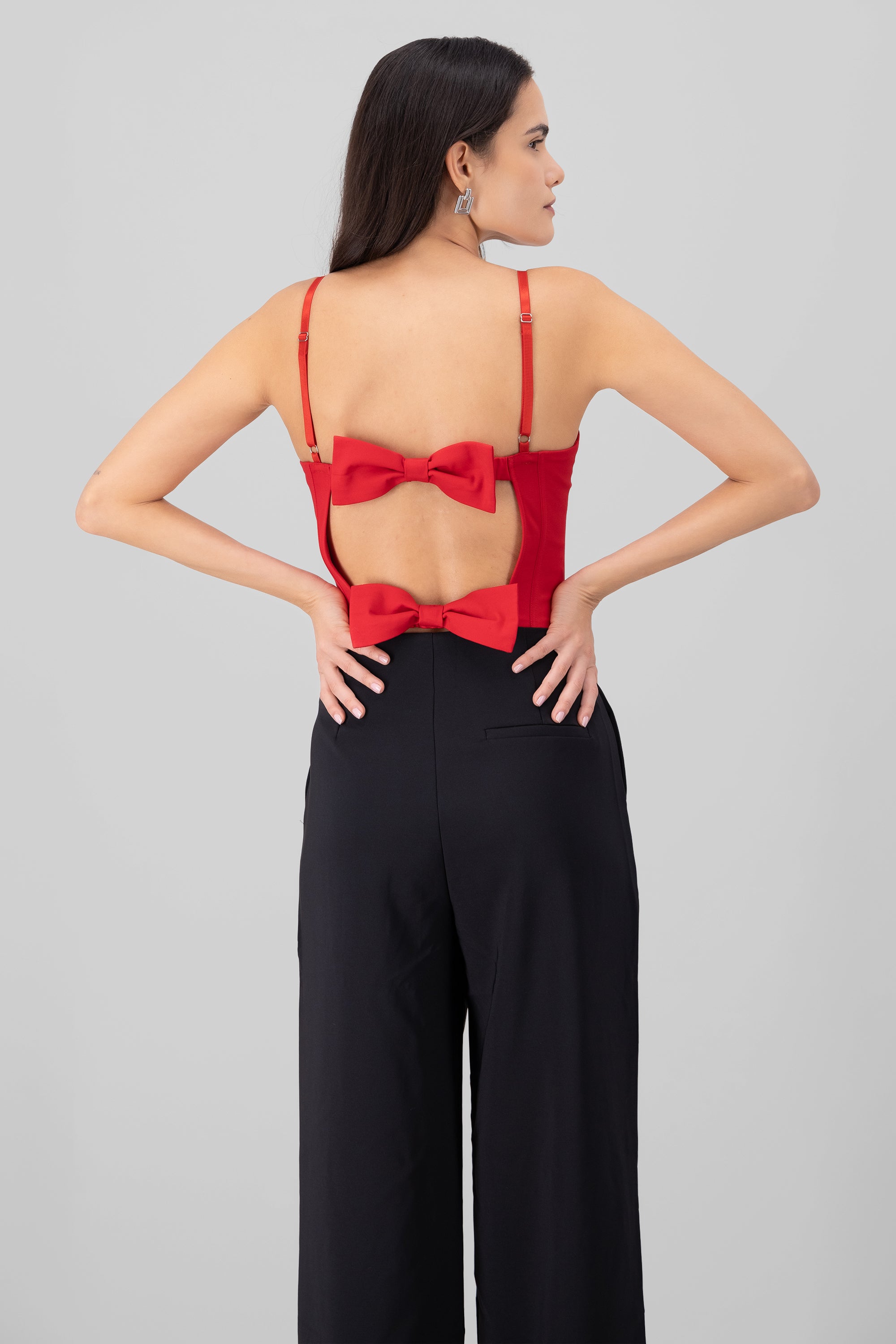 Corset with Back Bow Detail RED