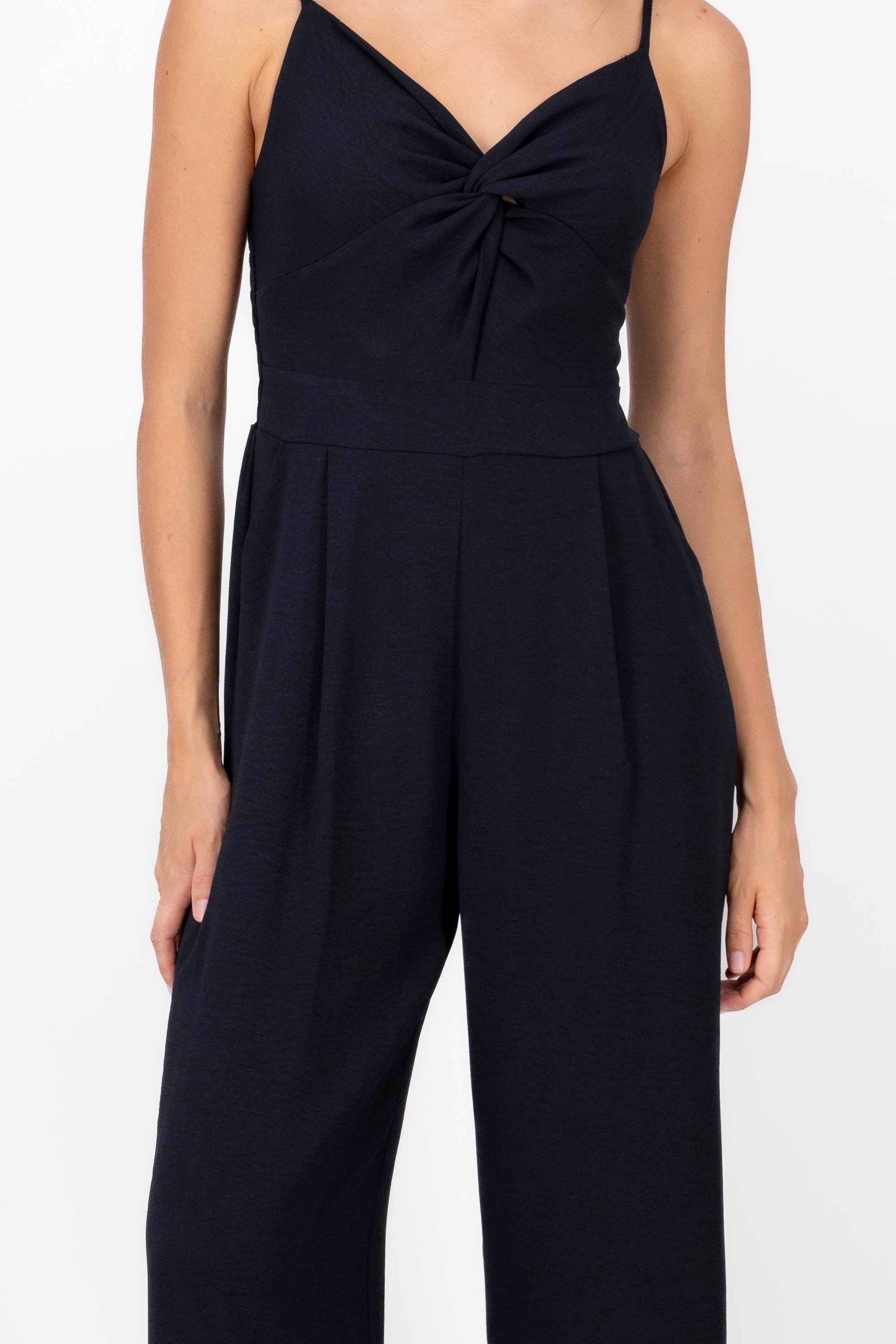 Twist Front Jump Suit BLACK