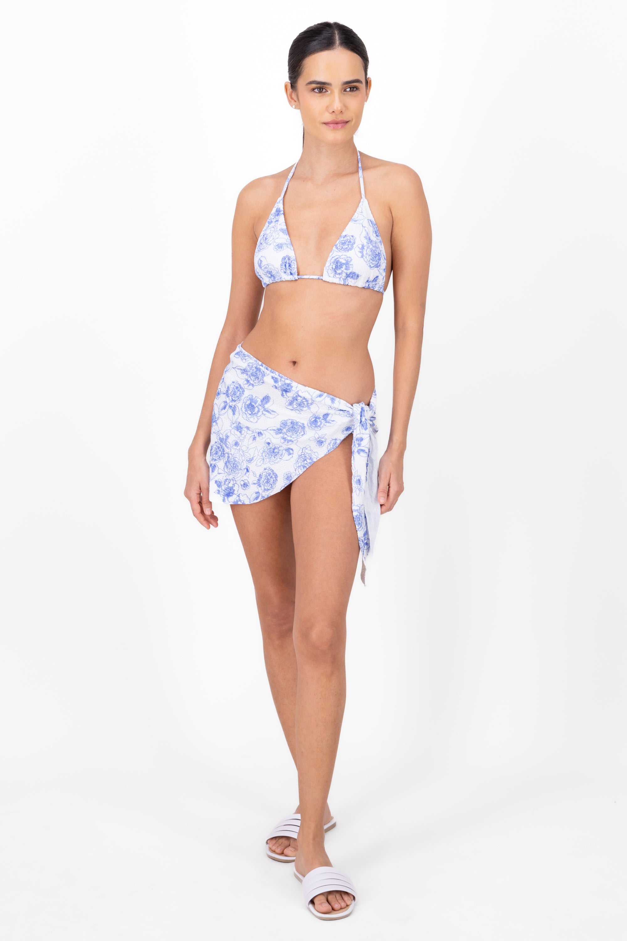 Floral 3 Piece Bikini Set BLUE COMBO