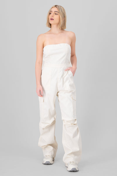 Strapless Cargo Jumpsuit GREY