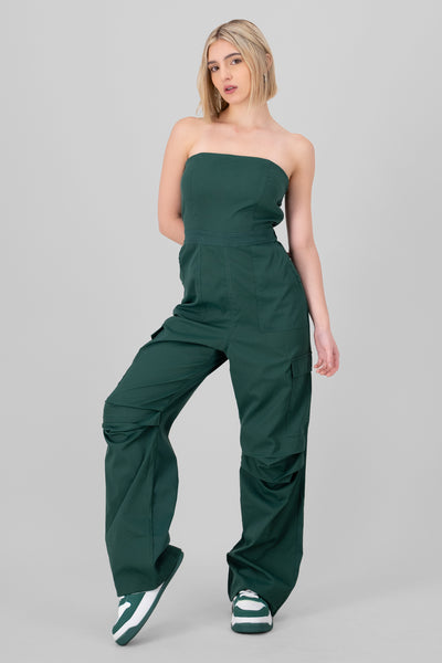 Strapless Cargo Jumpsuit GREY