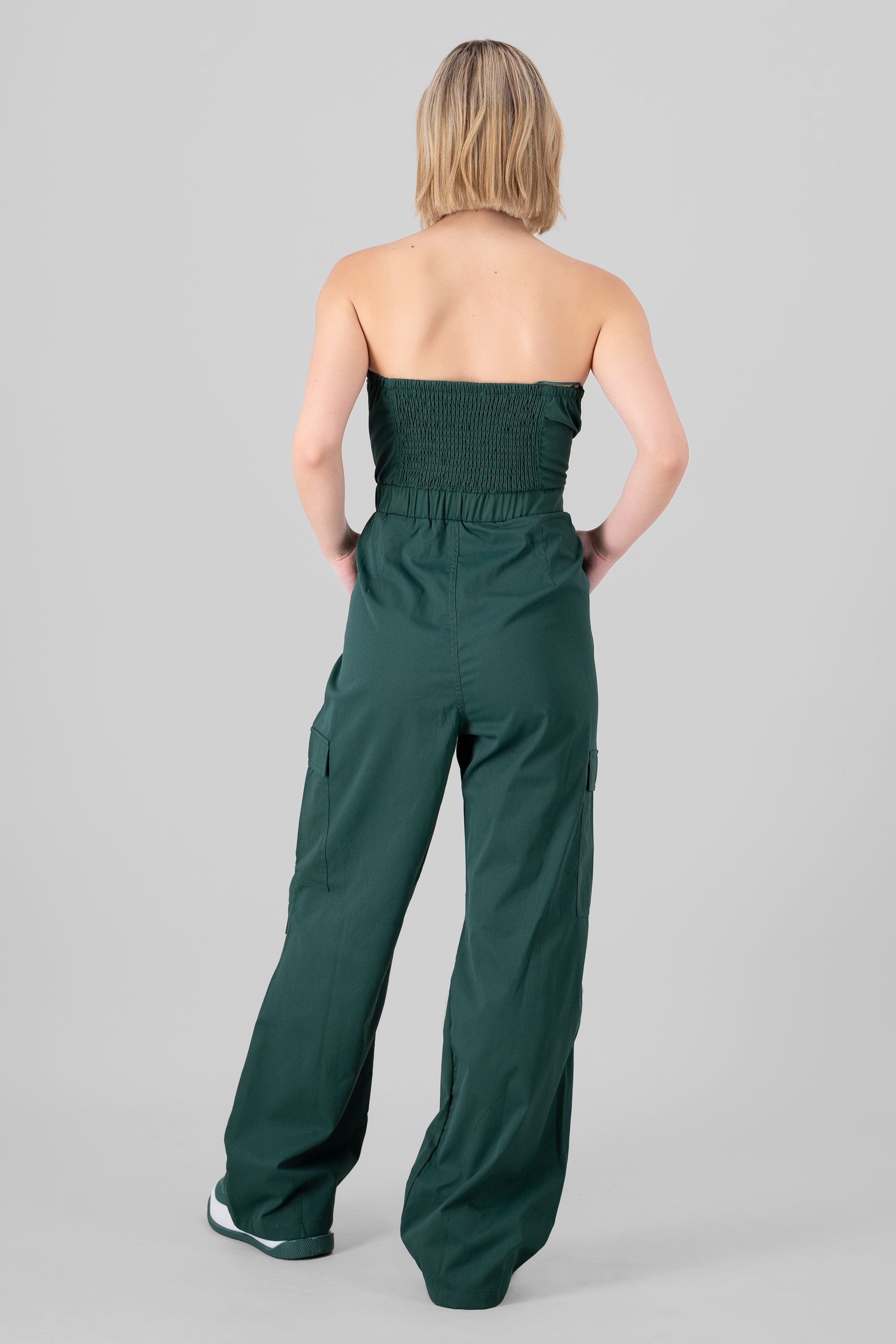 Strapless Cargo Jumpsuit HUNTER GREEN