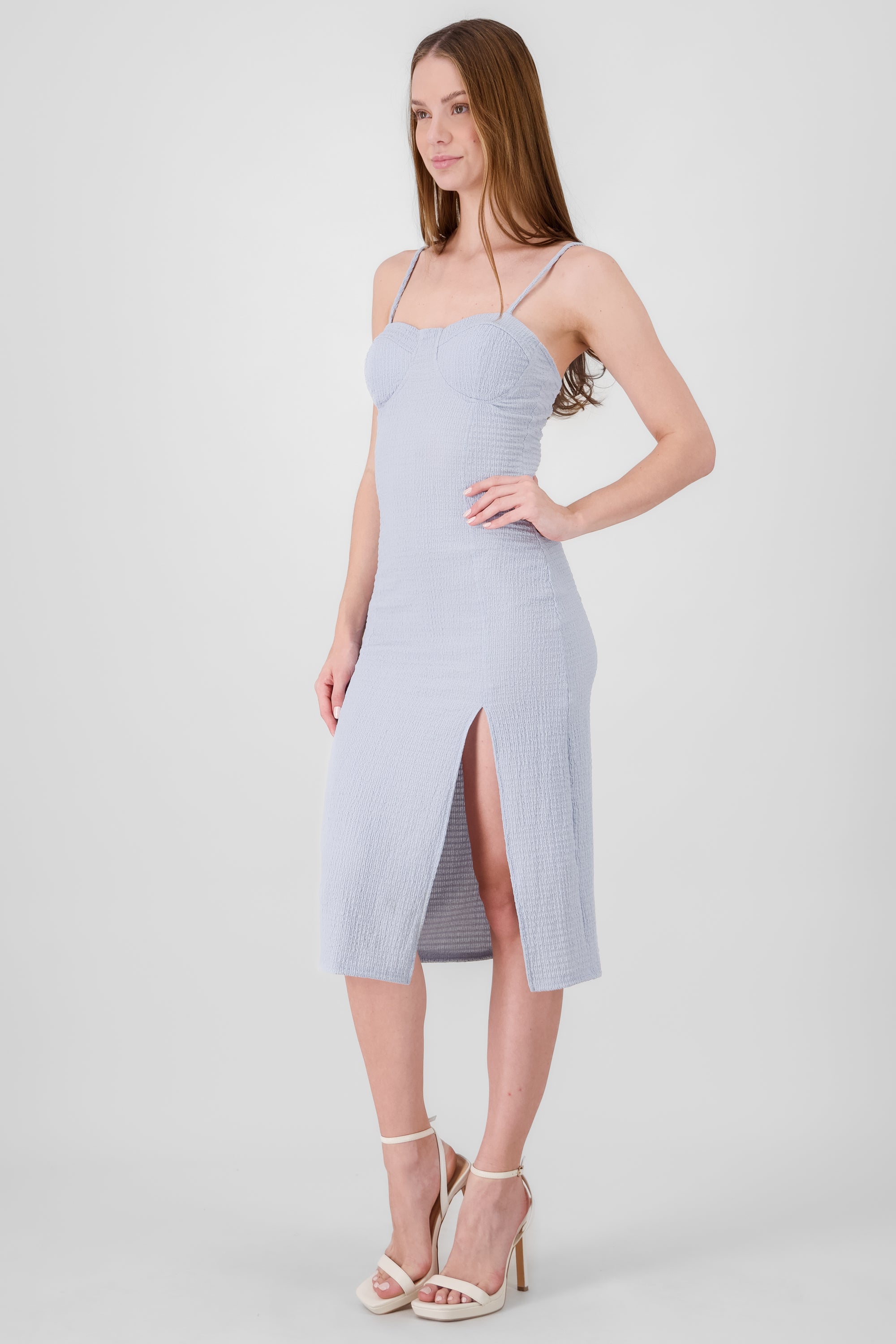 Midi Body Con Bustier Dress PASTEL BLUE