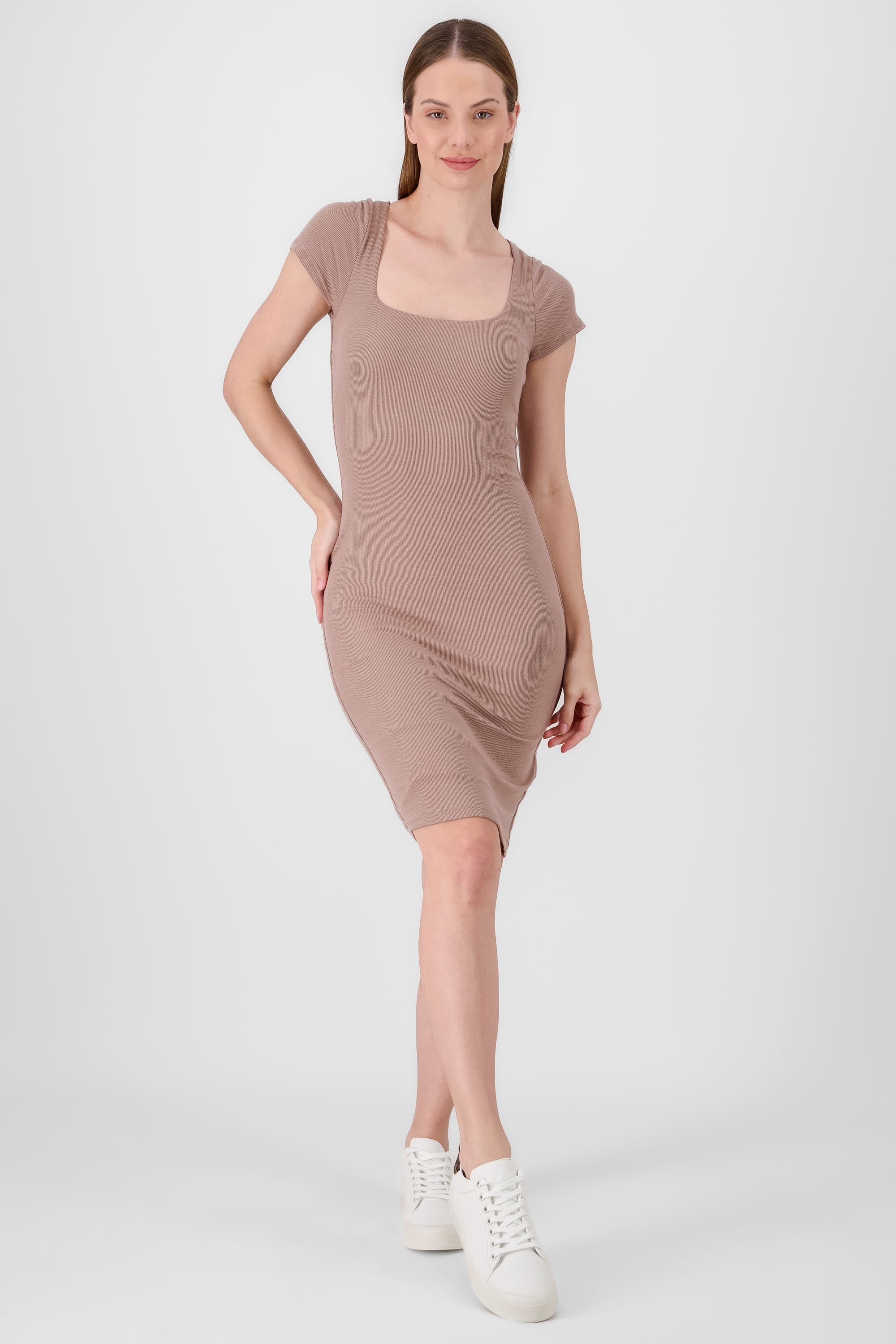 Square Neck Midi Dress TAUPE