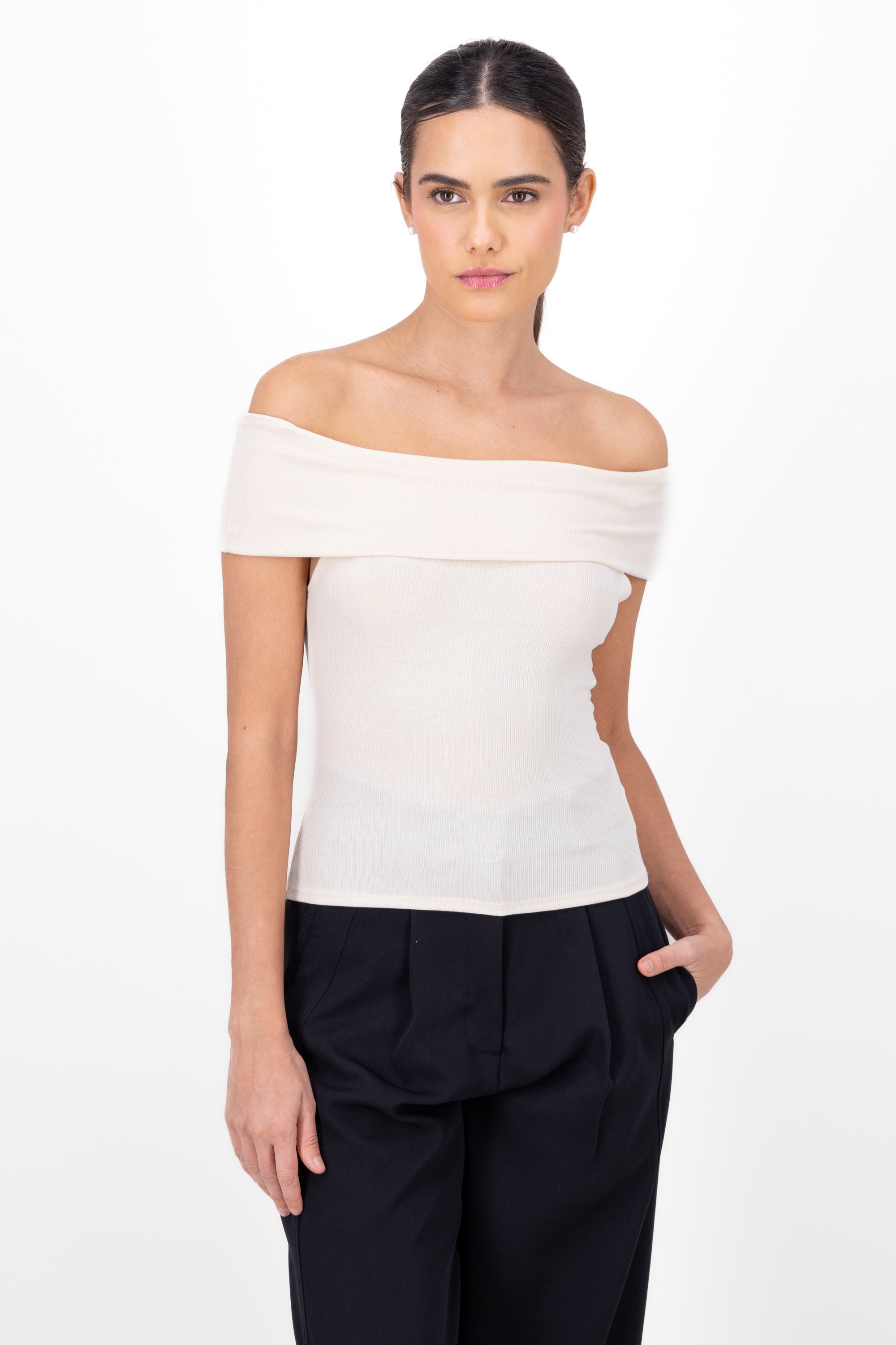 Sleeveless Off The Shoulder Top IVORY