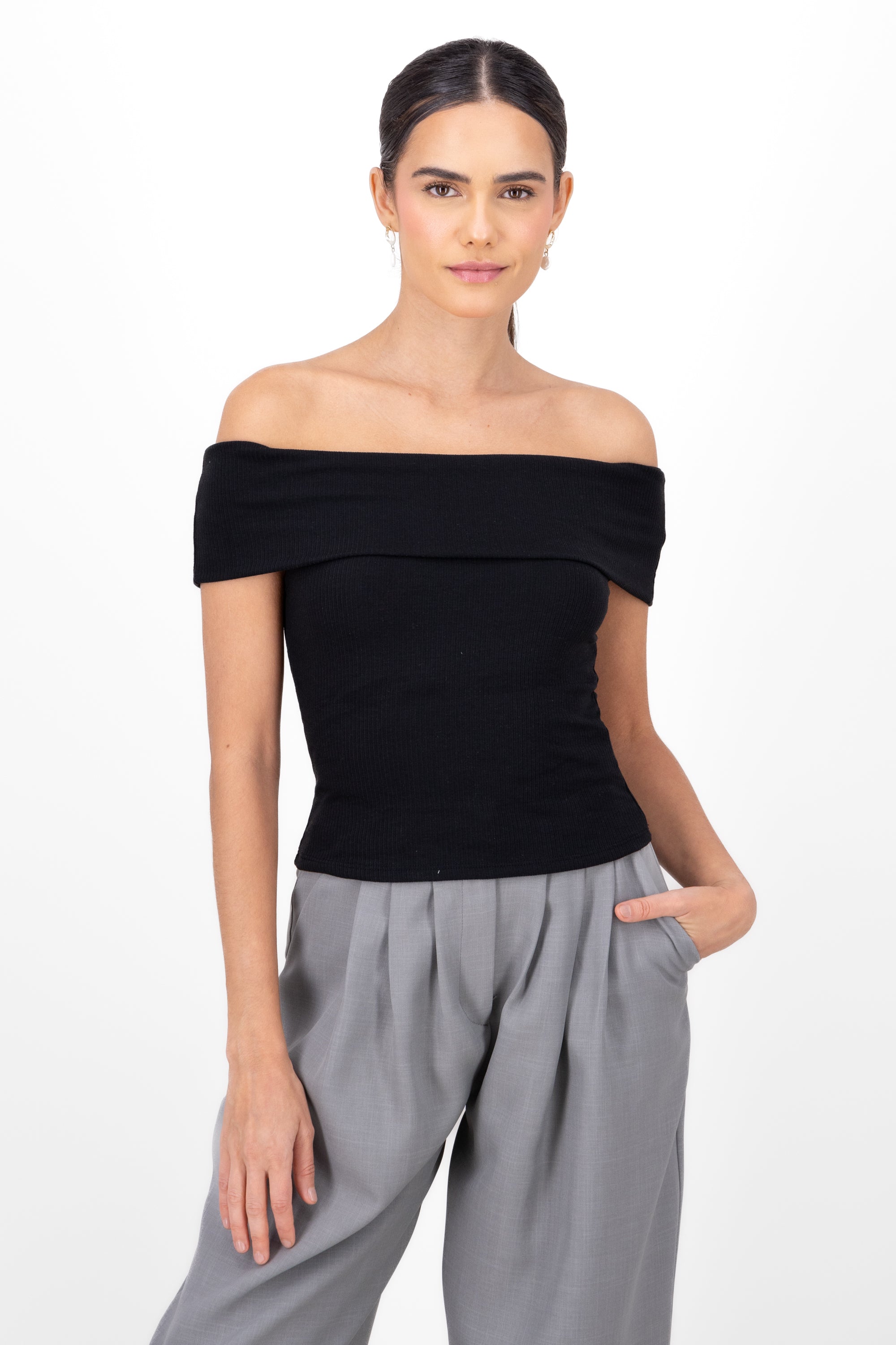 Sleeveless Off The Shoulder Top BLACK