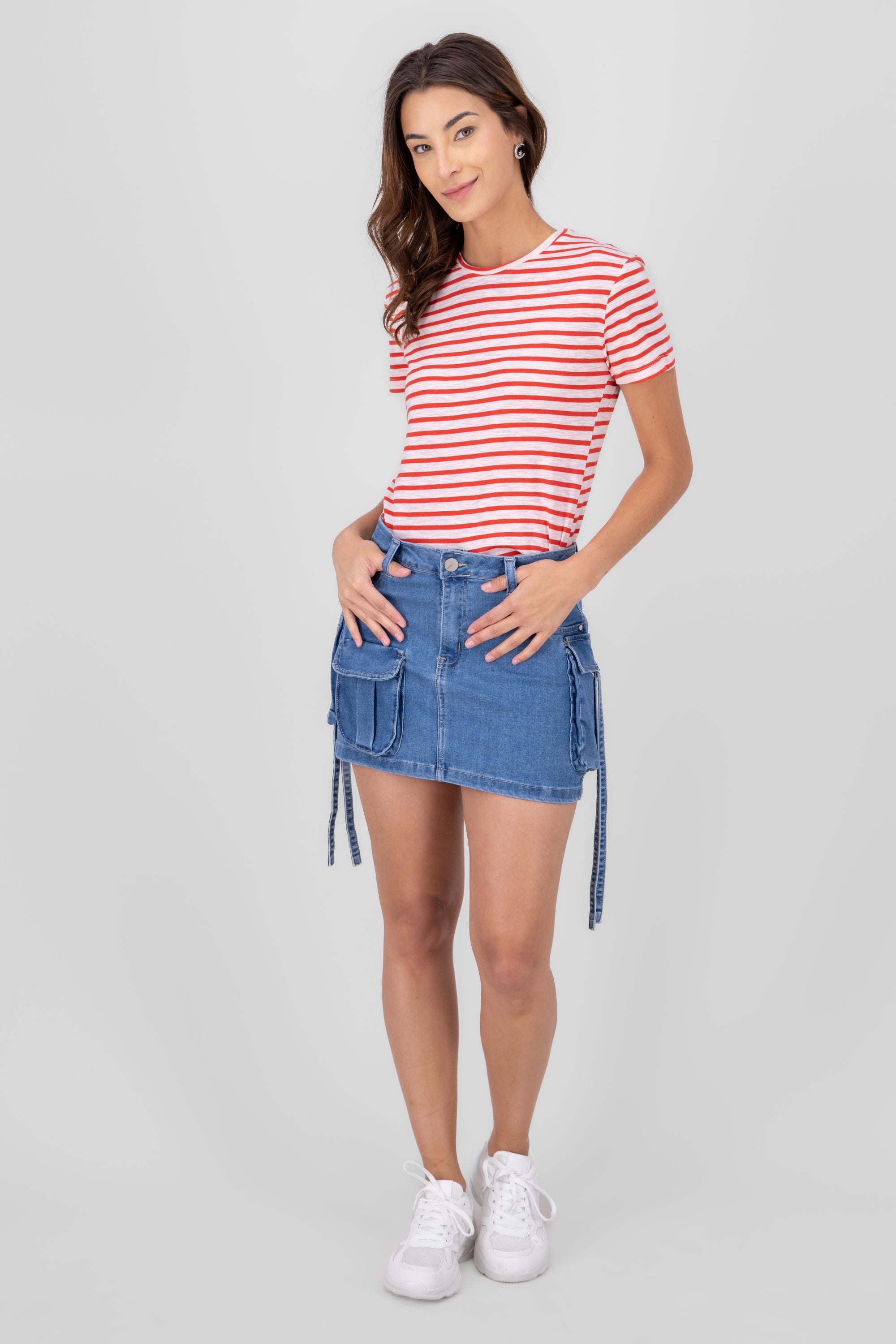 The Cargo Mini Skirt With Pockets LIGHT ACID WASH