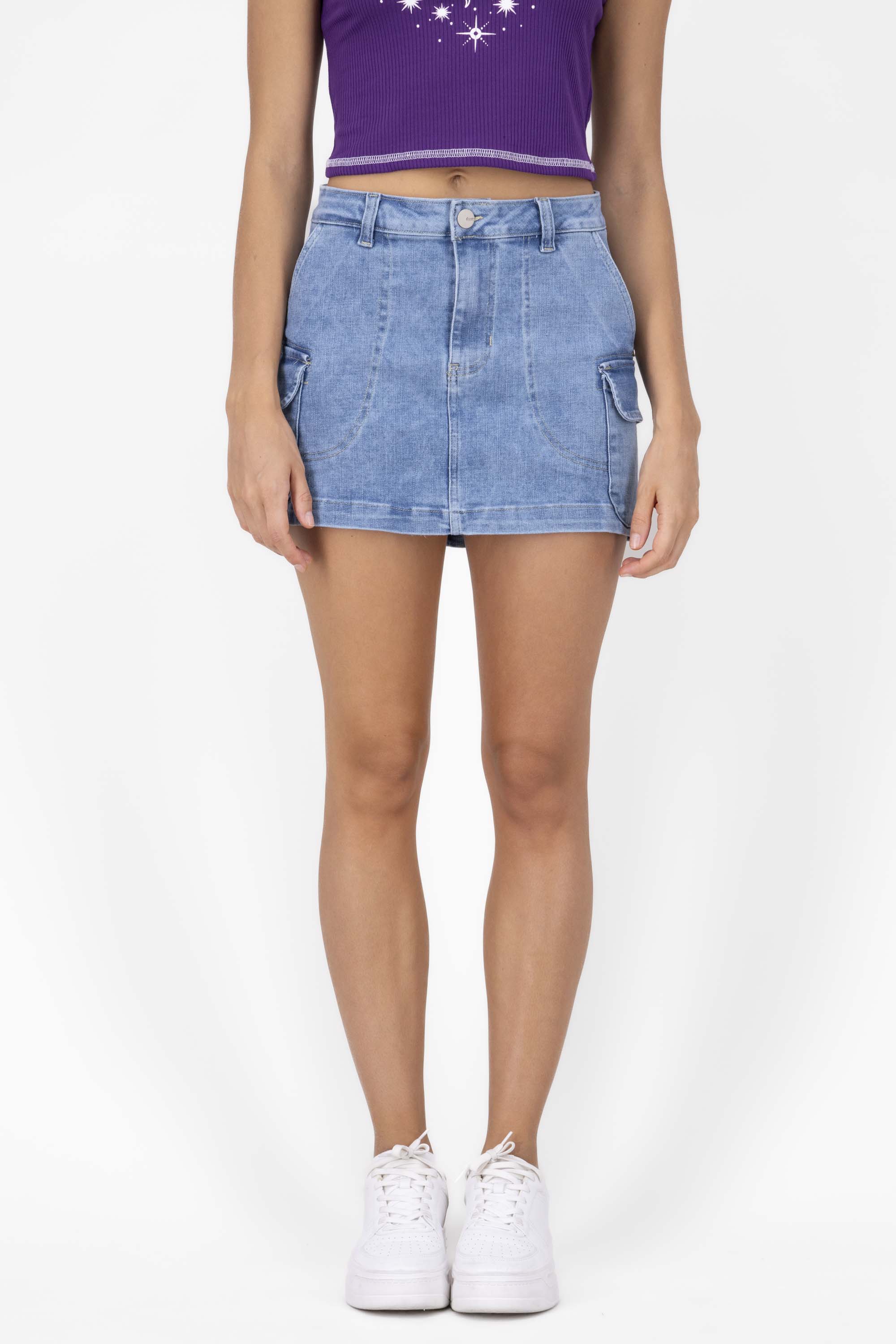 Mid Rise Mini Denim Skirt LIGHT ACID WASH