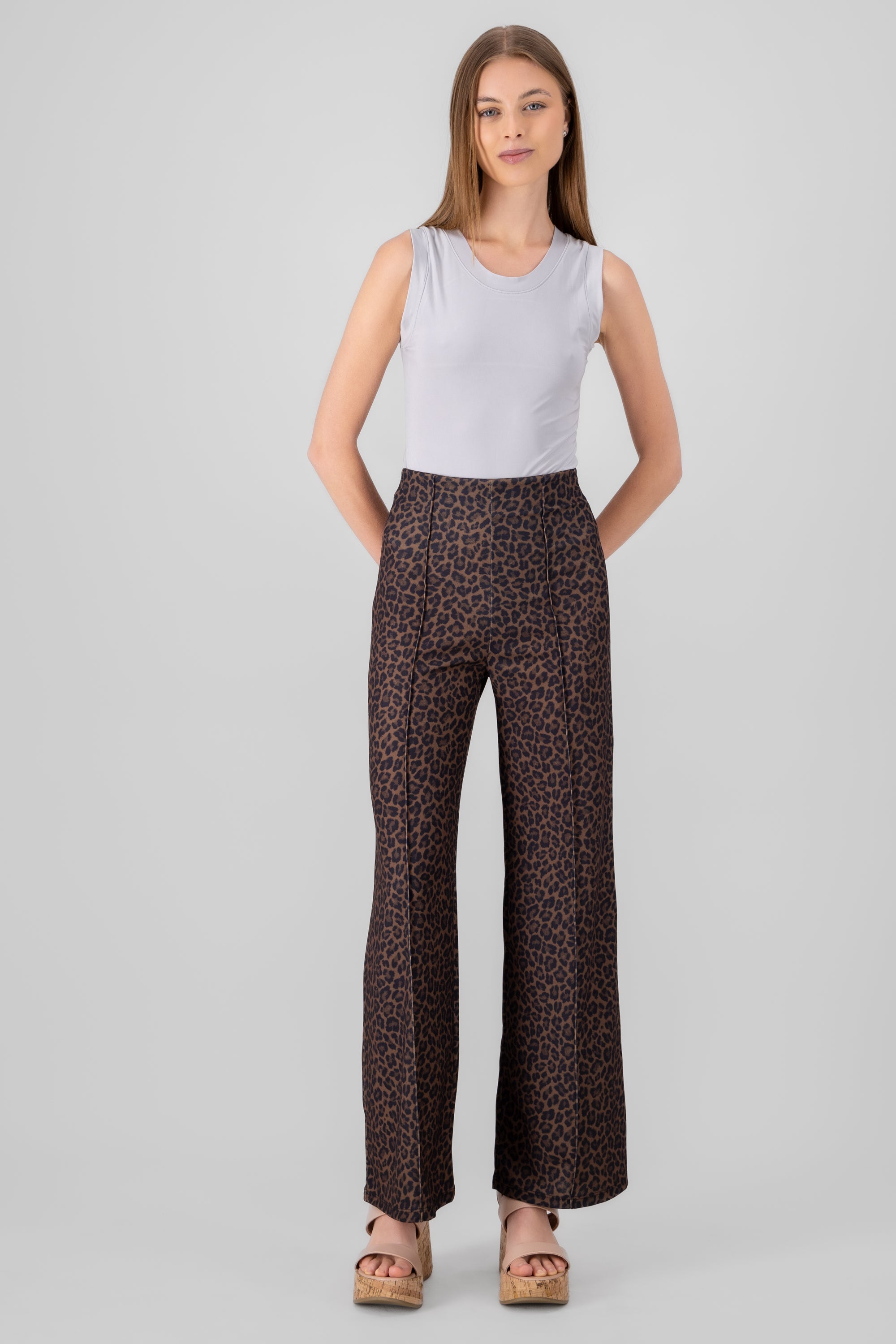 Animal Print Pants DARK BROWN