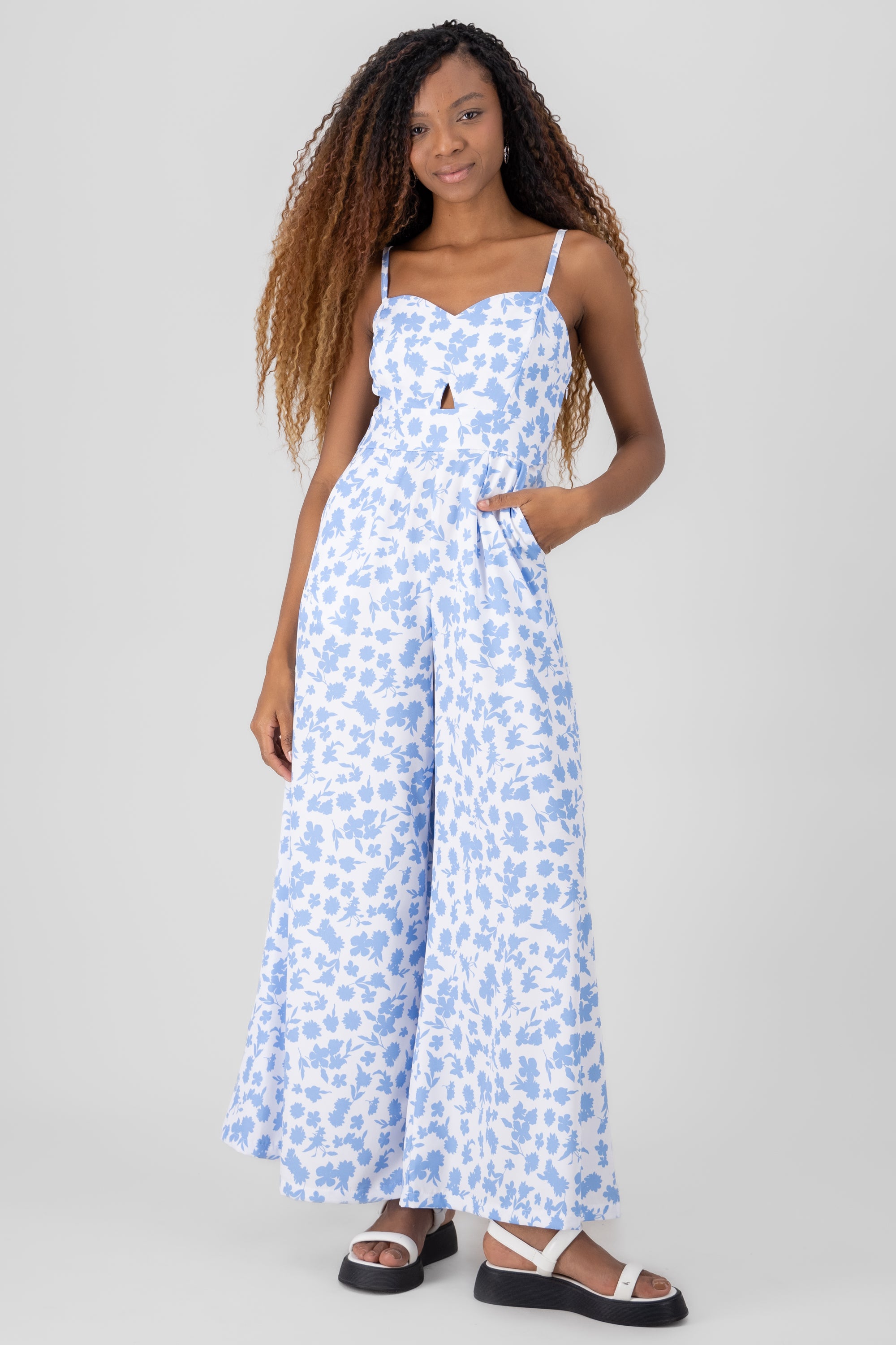 Floral Wide Leg Jump Suit BLUE COMBO