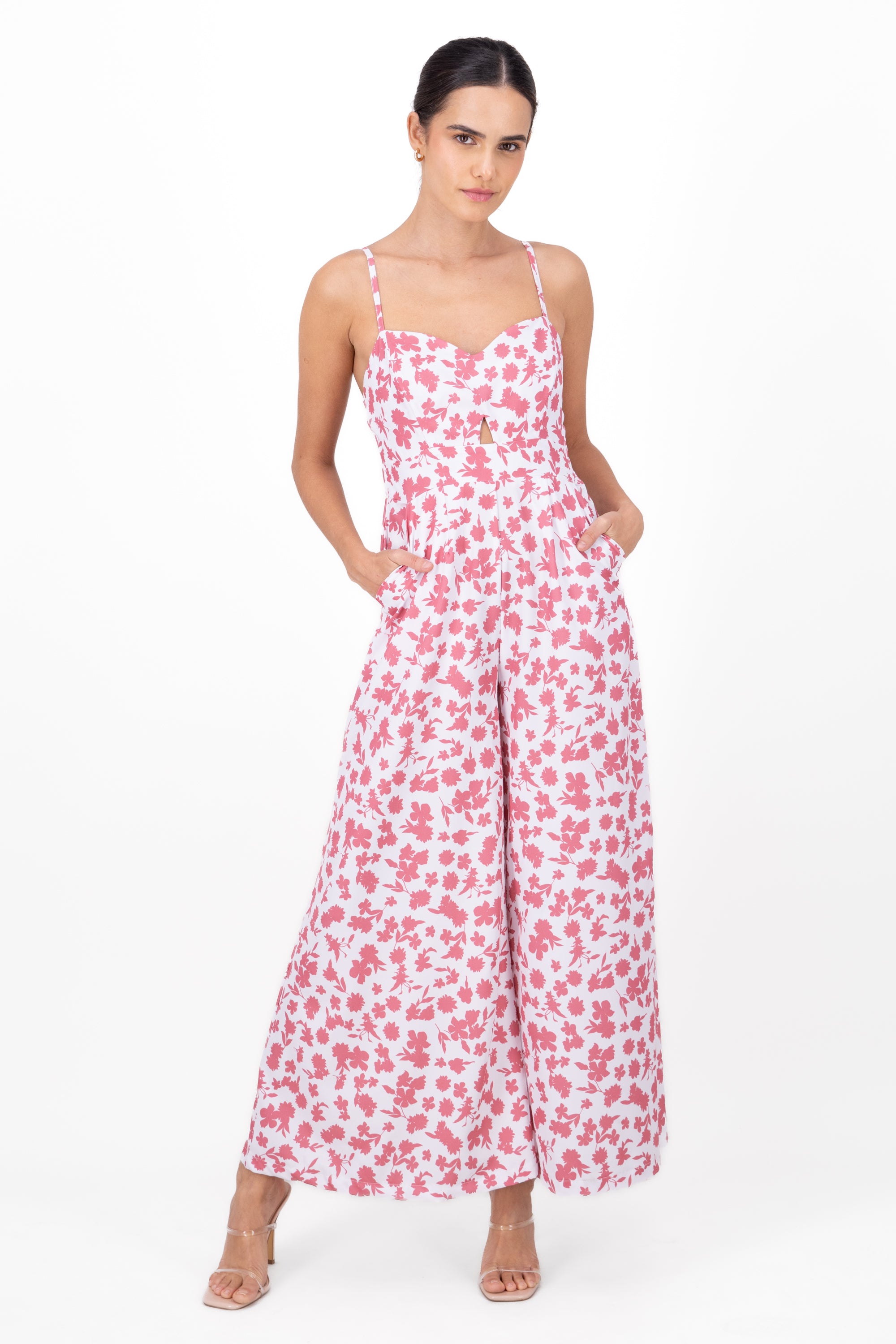 Floral Wide Leg Jump Suit PINK COMBO