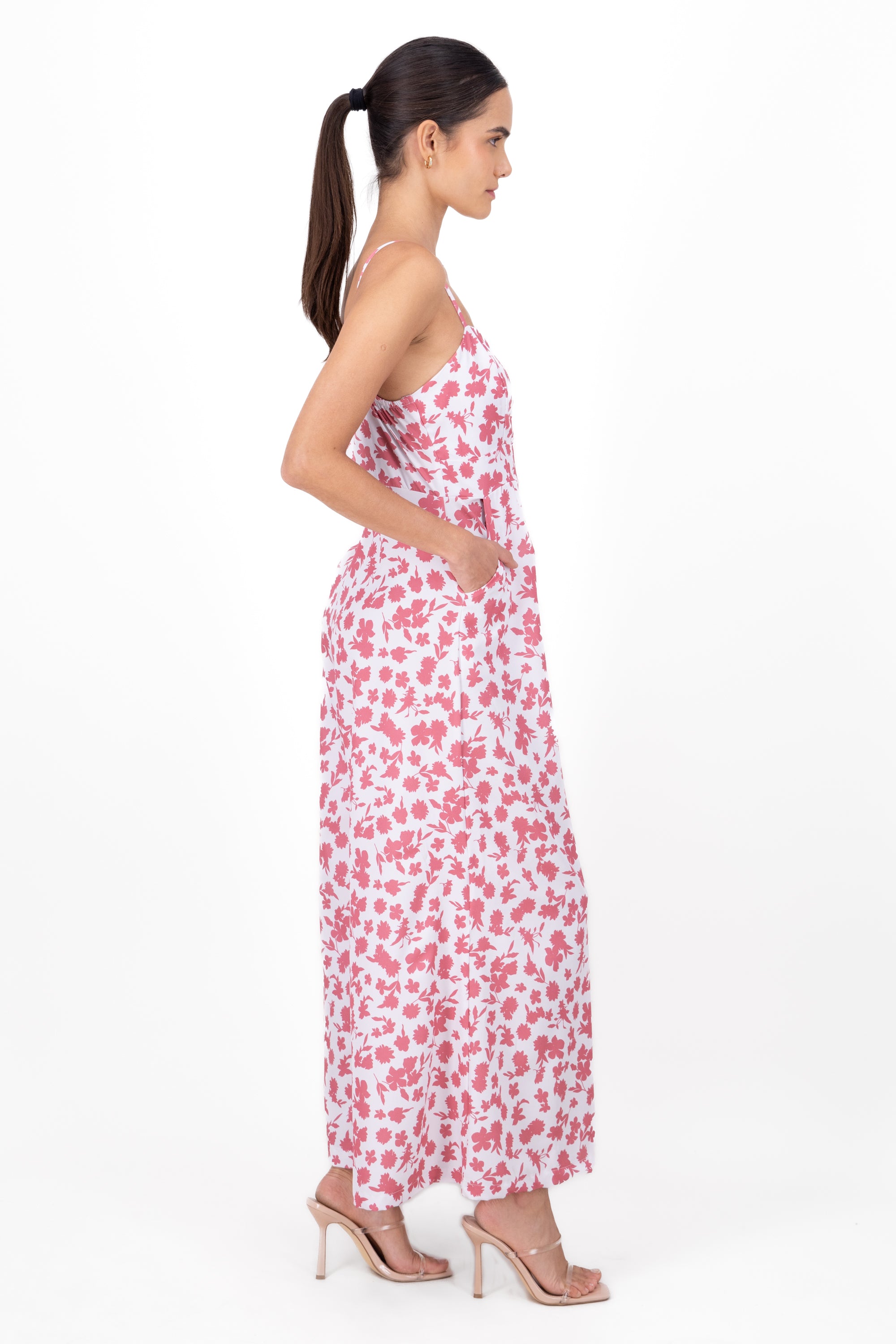 Floral Wide Leg Jump Suit PINK COMBO