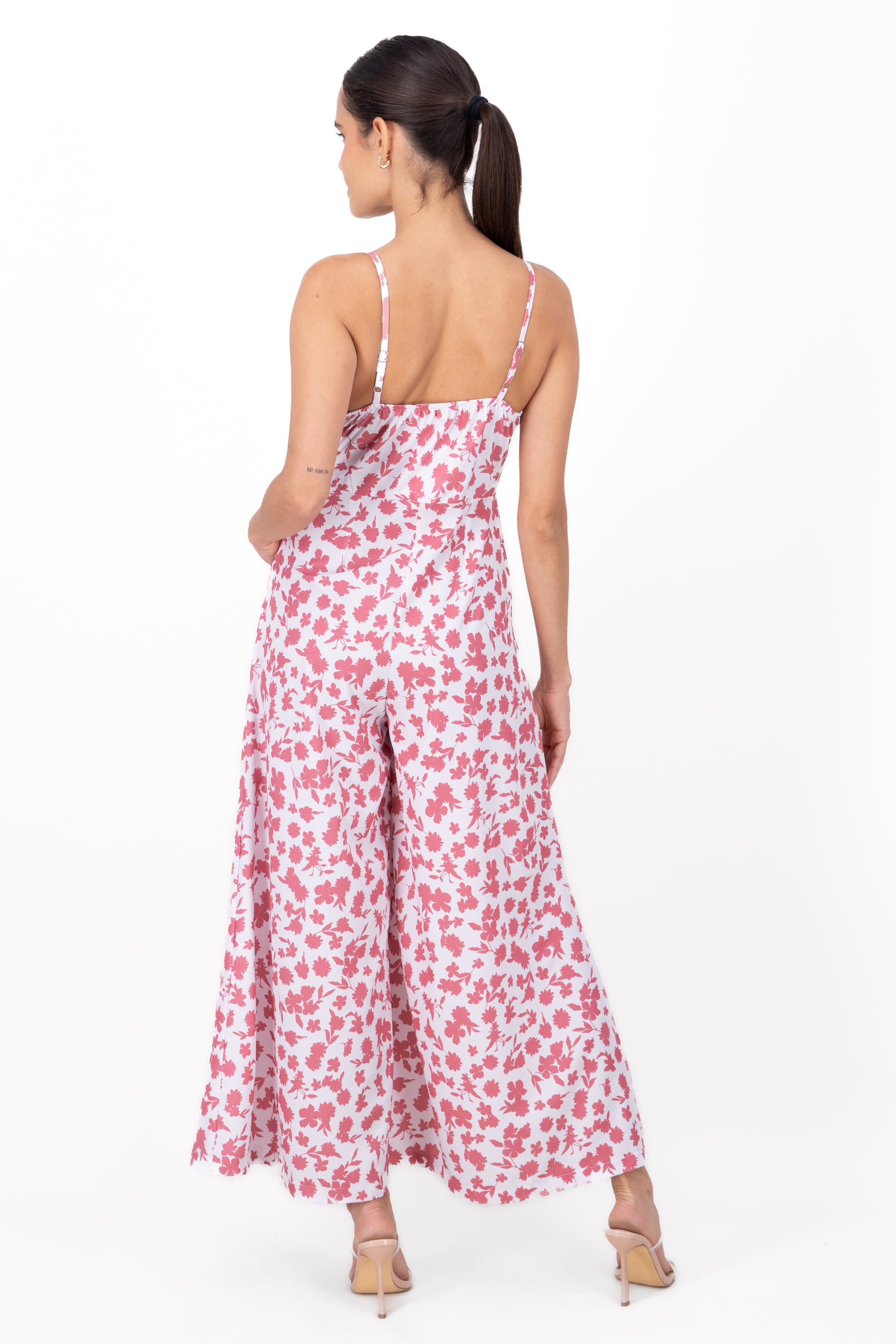 Floral Wide Leg Jump Suit PINK COMBO