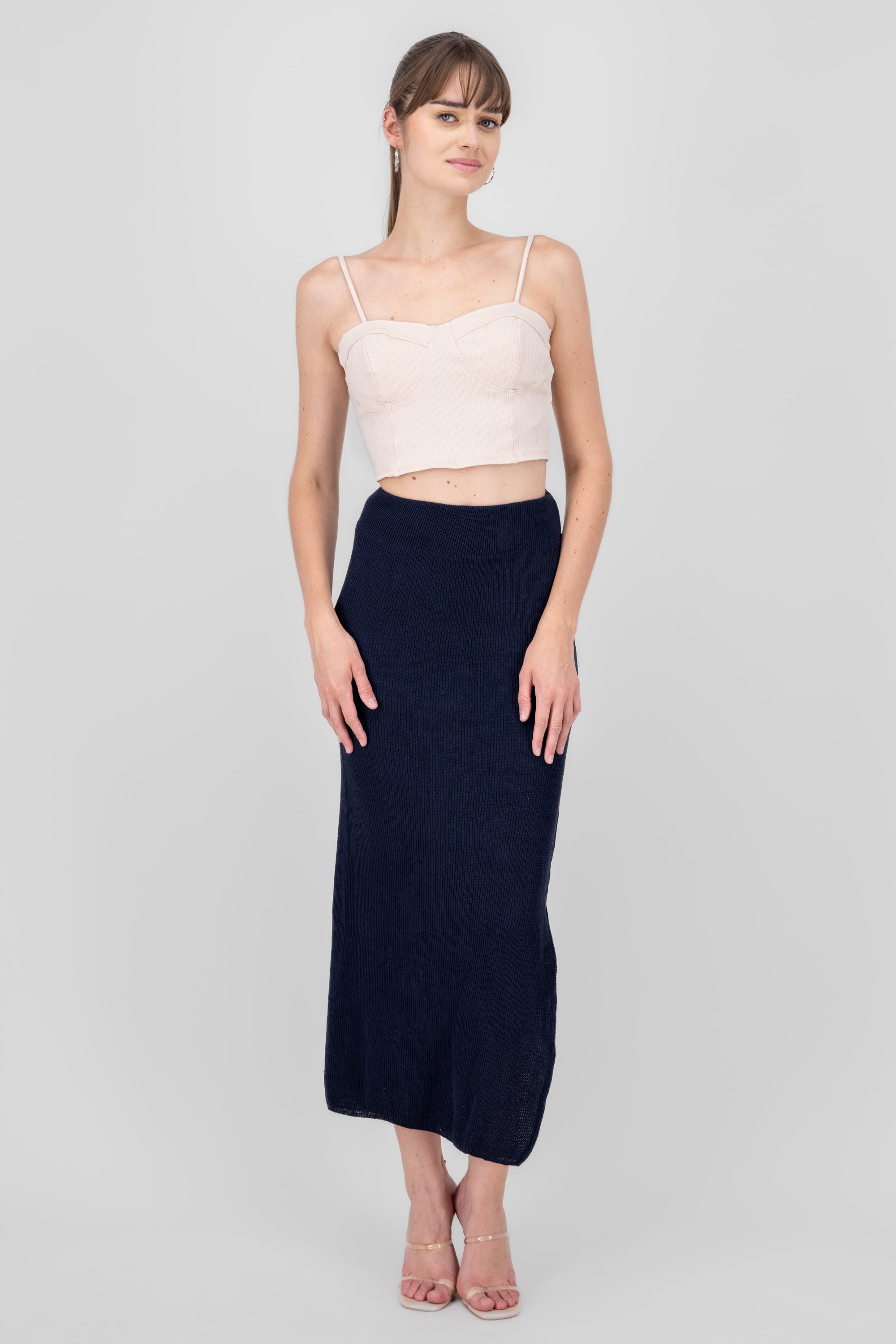 Rib Maxi Skirt NAVY