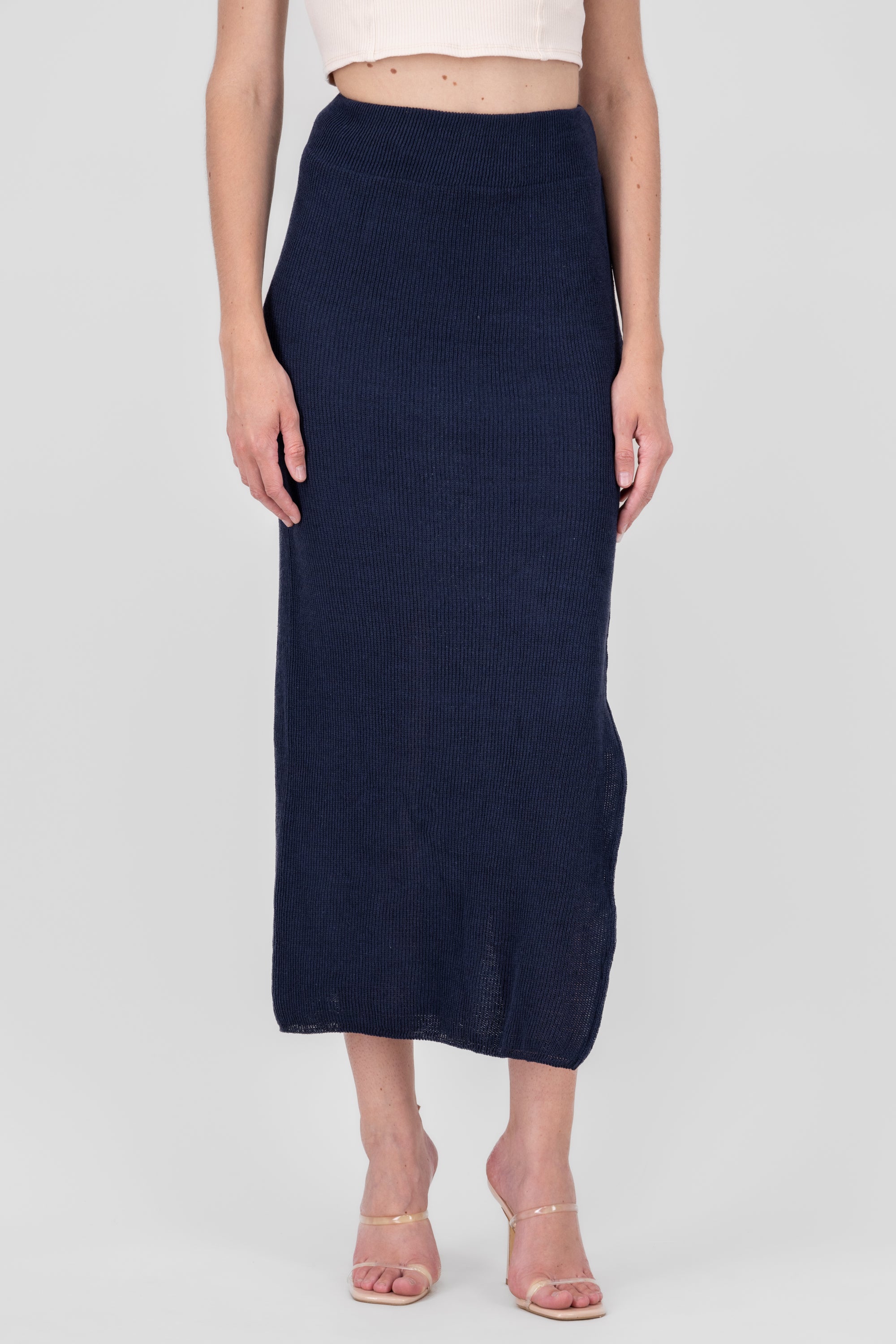 Rib Maxi Skirt NAVY