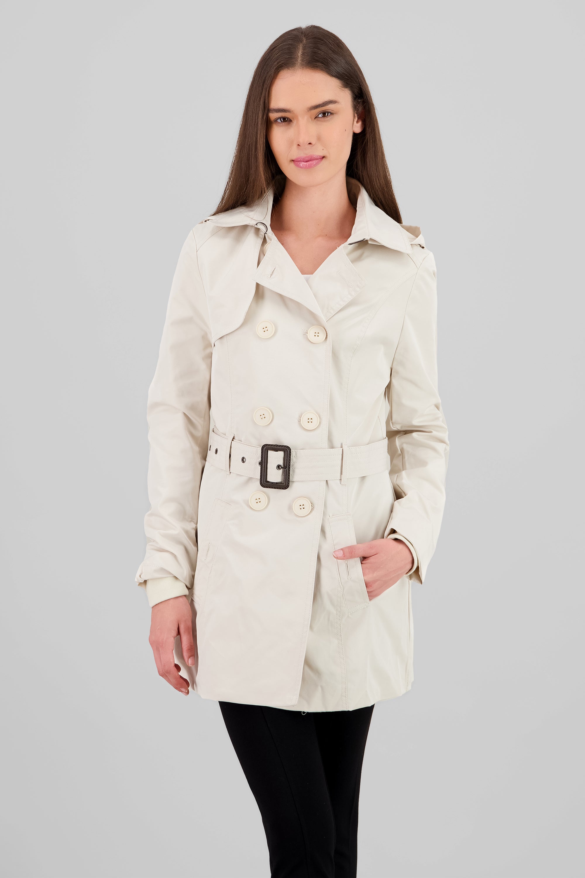 Solid Trench Coat With Button IVORY