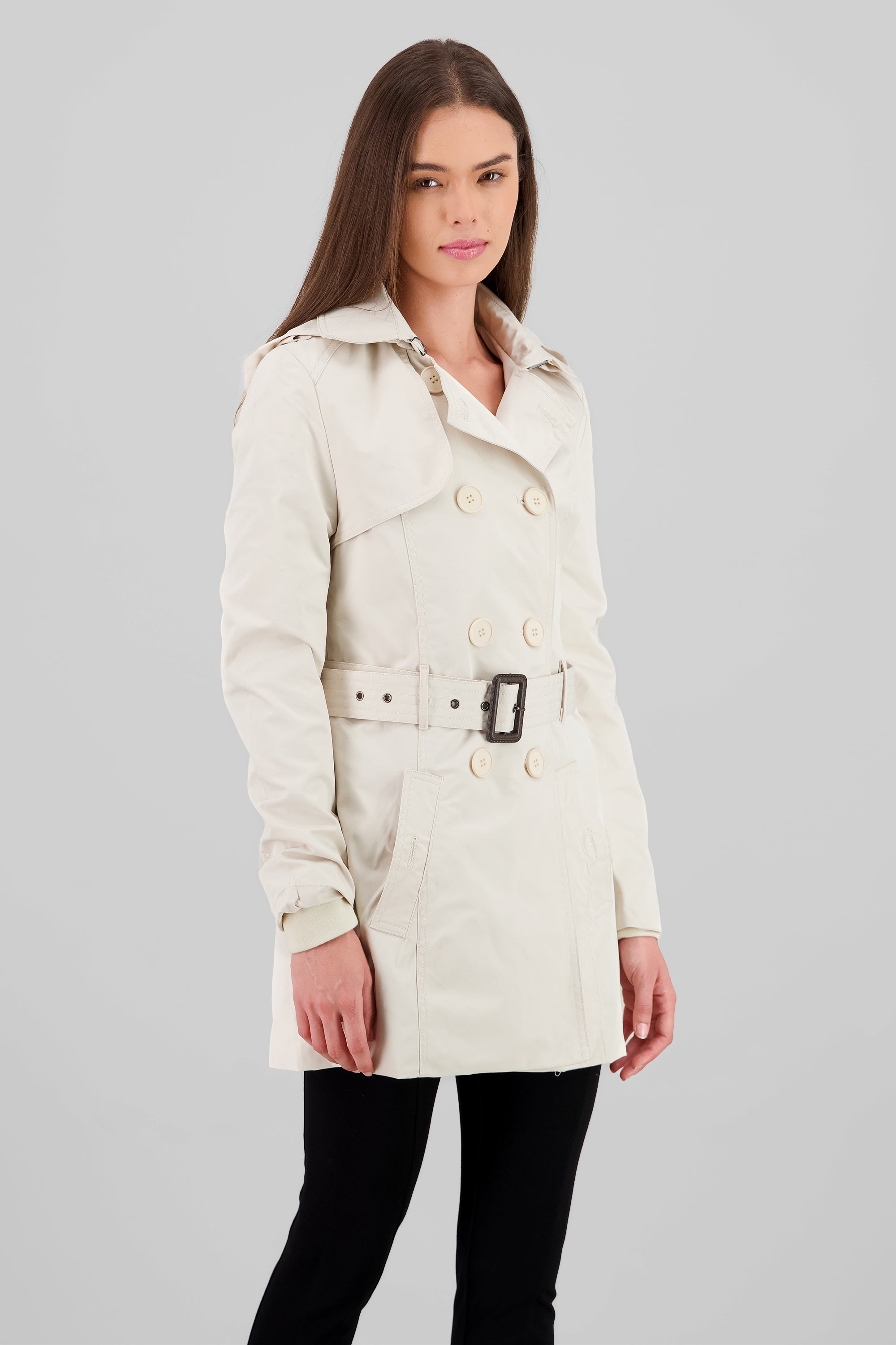 Solid Trench Coat With Button IVORY