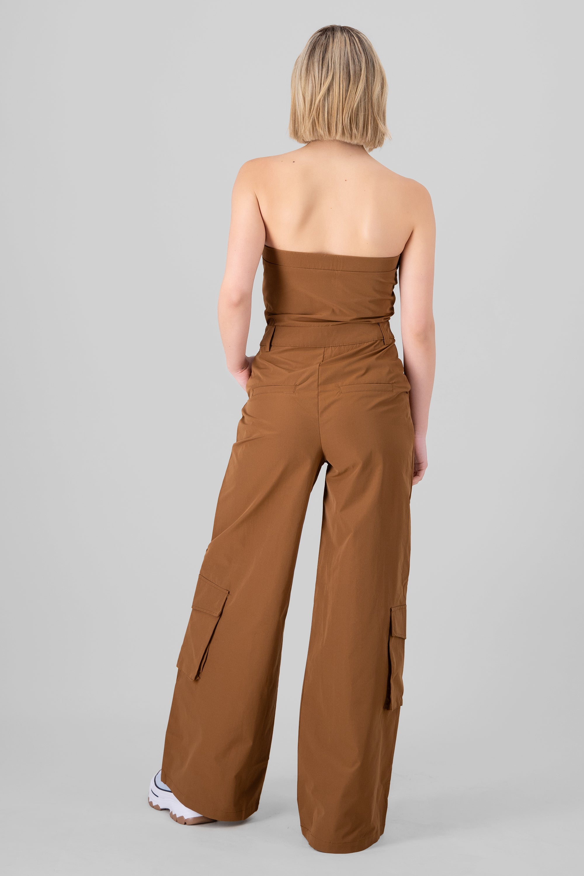 Wide Leg Cargo Jump Suit CAMEL