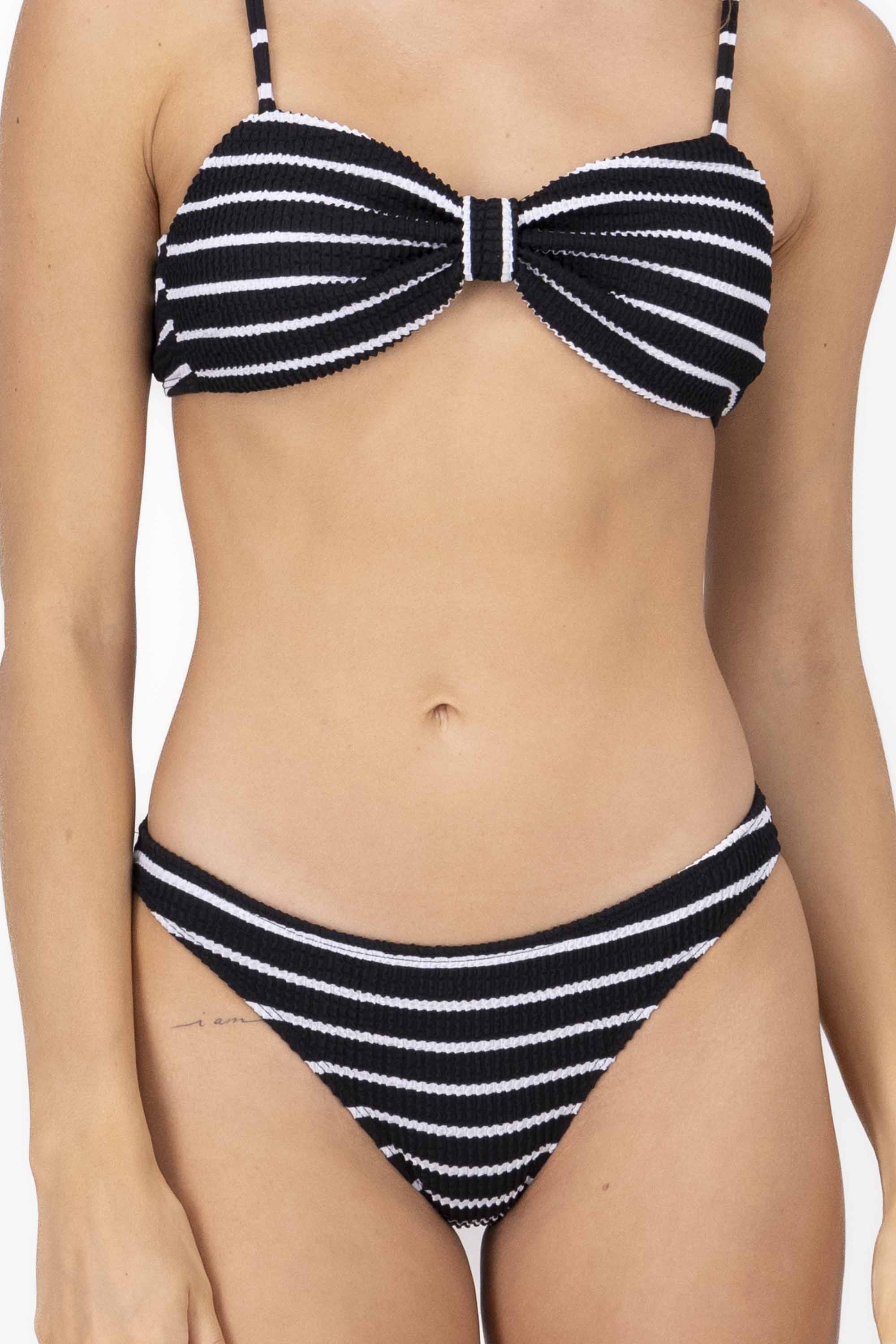 Stripped Textured Bikini Set BLACK COMBO