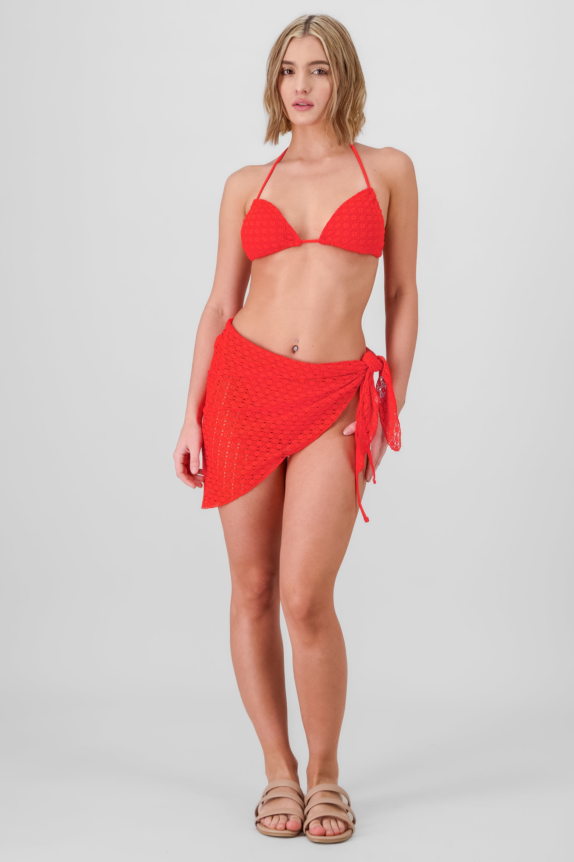 Textured Bikini Set RED