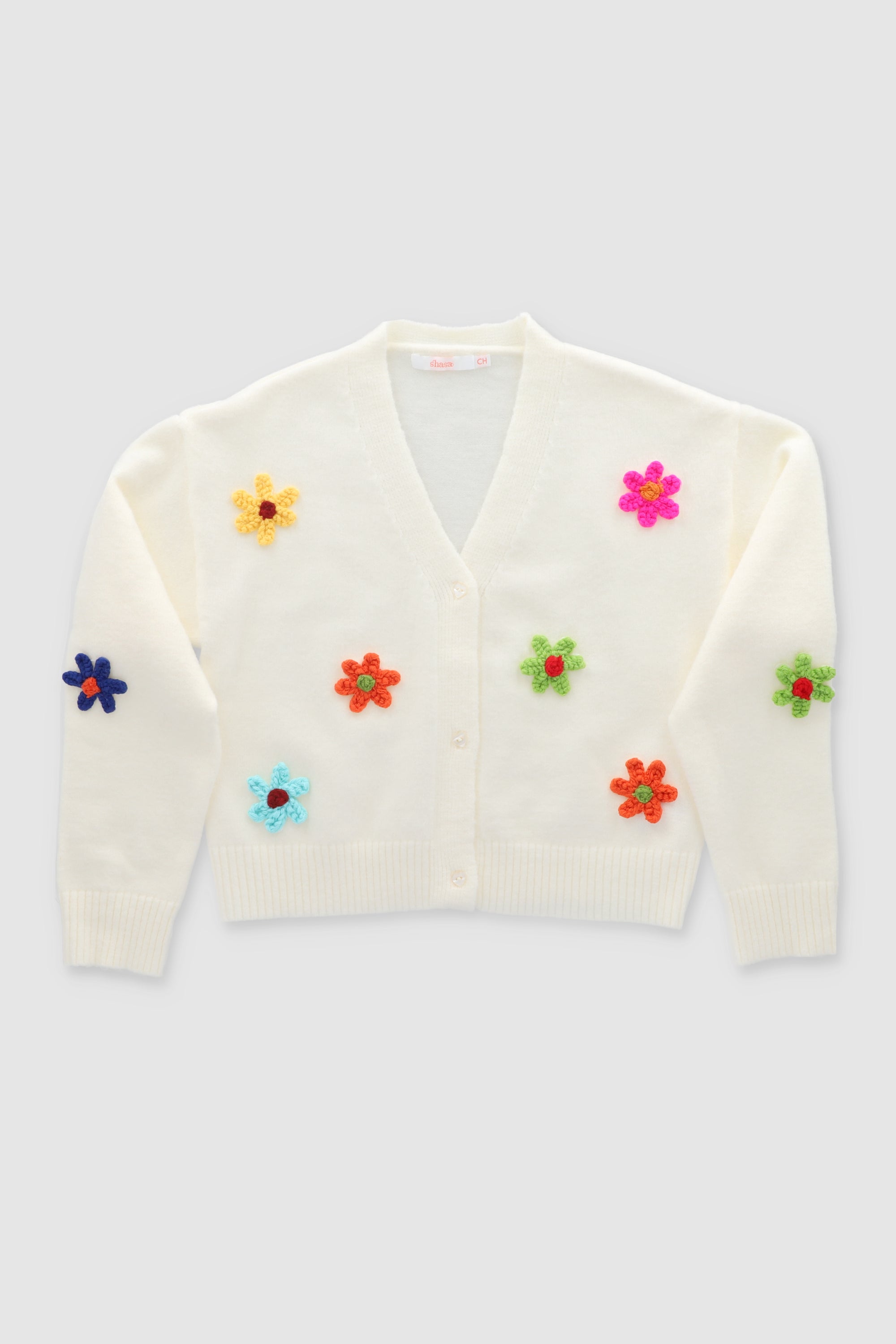 Floral knit cardigan WHITE COMBO