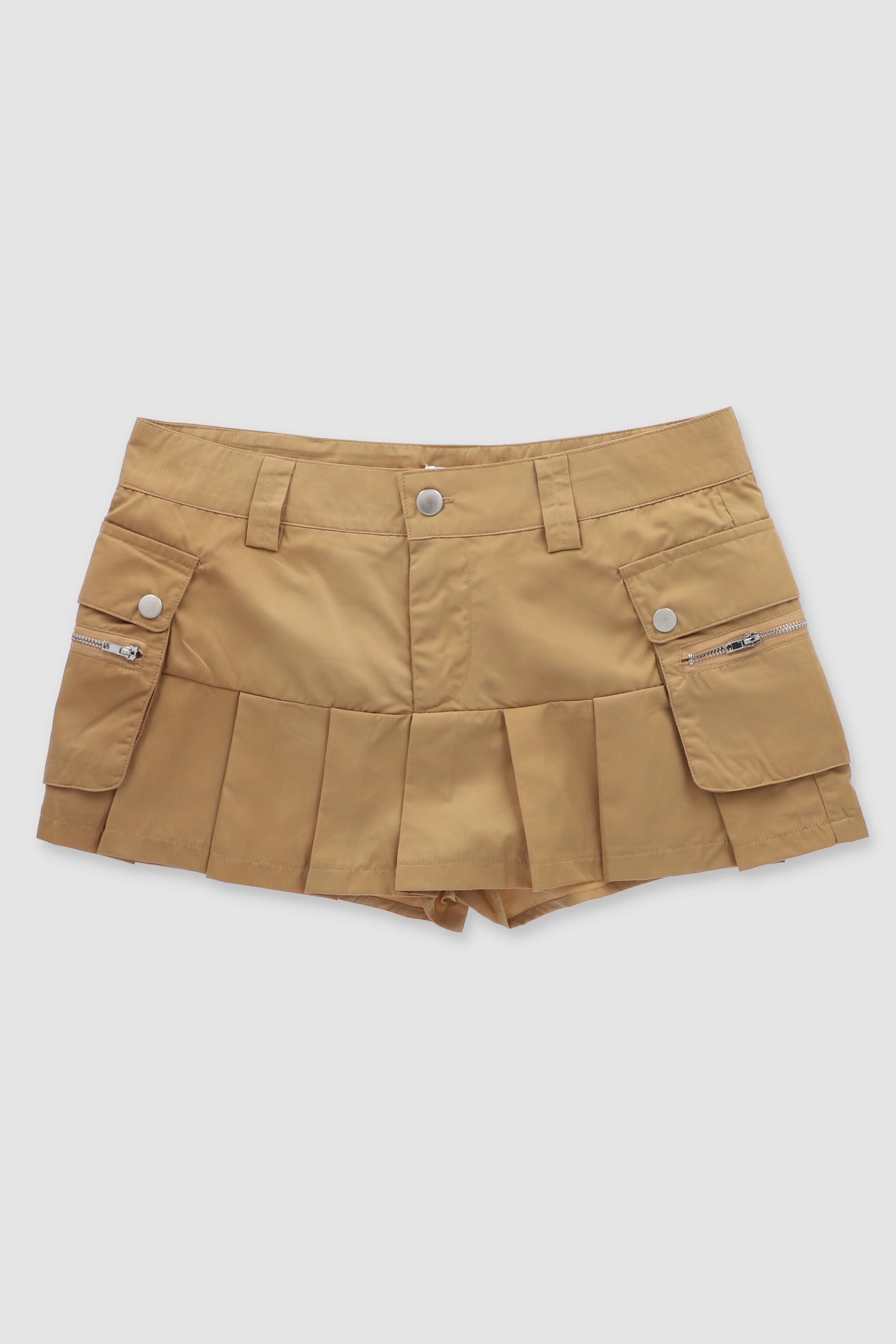 Cargo Pockets Pleated Skirt NUDE