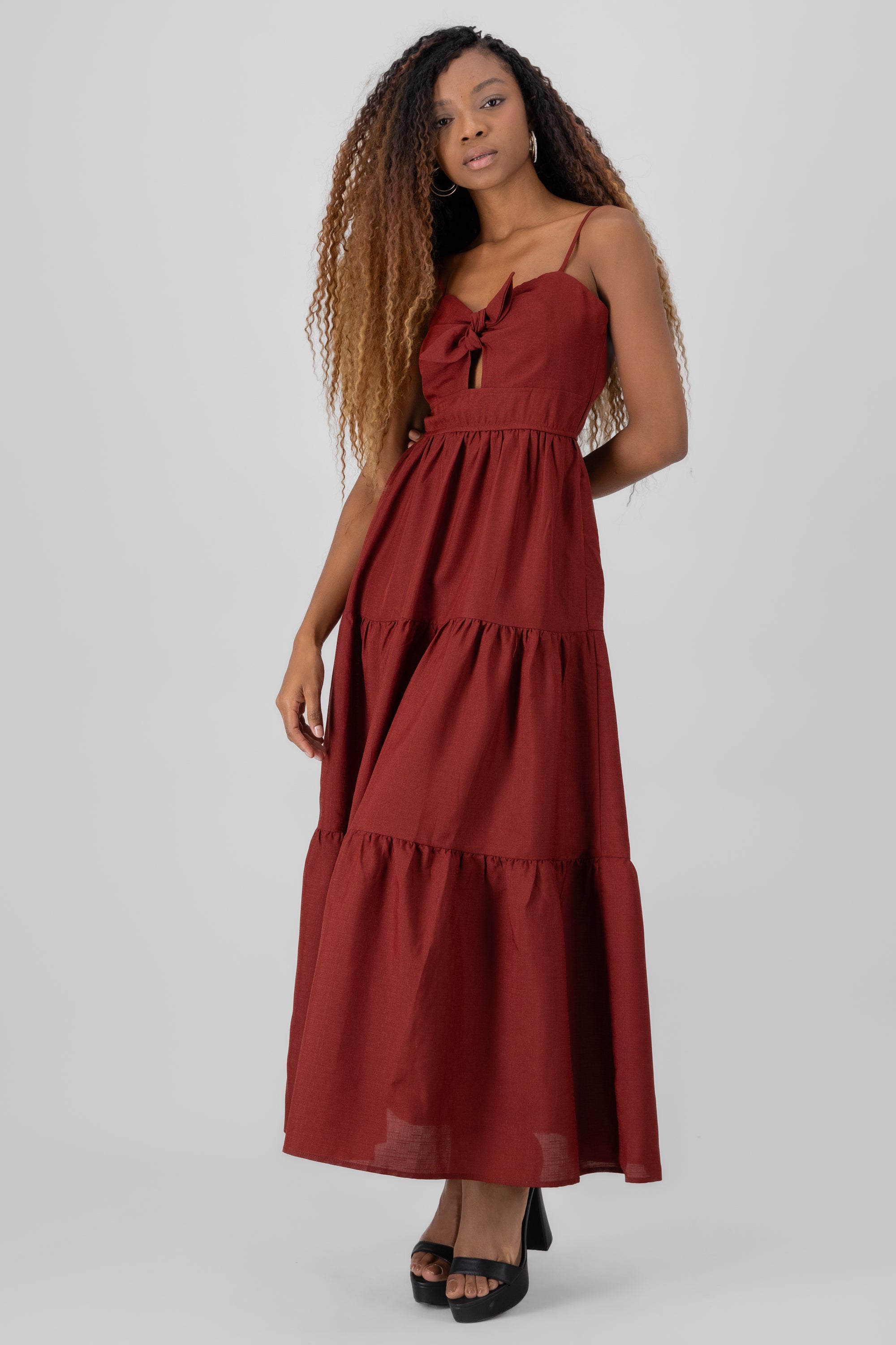 Solid Maxi Dress BURGUNDY