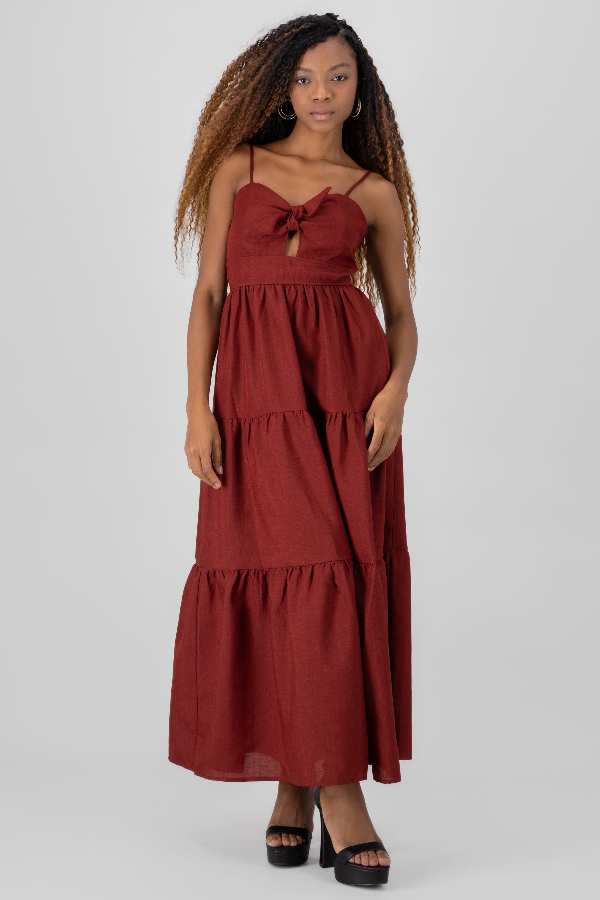 Solid Maxi Dress BURGUNDY