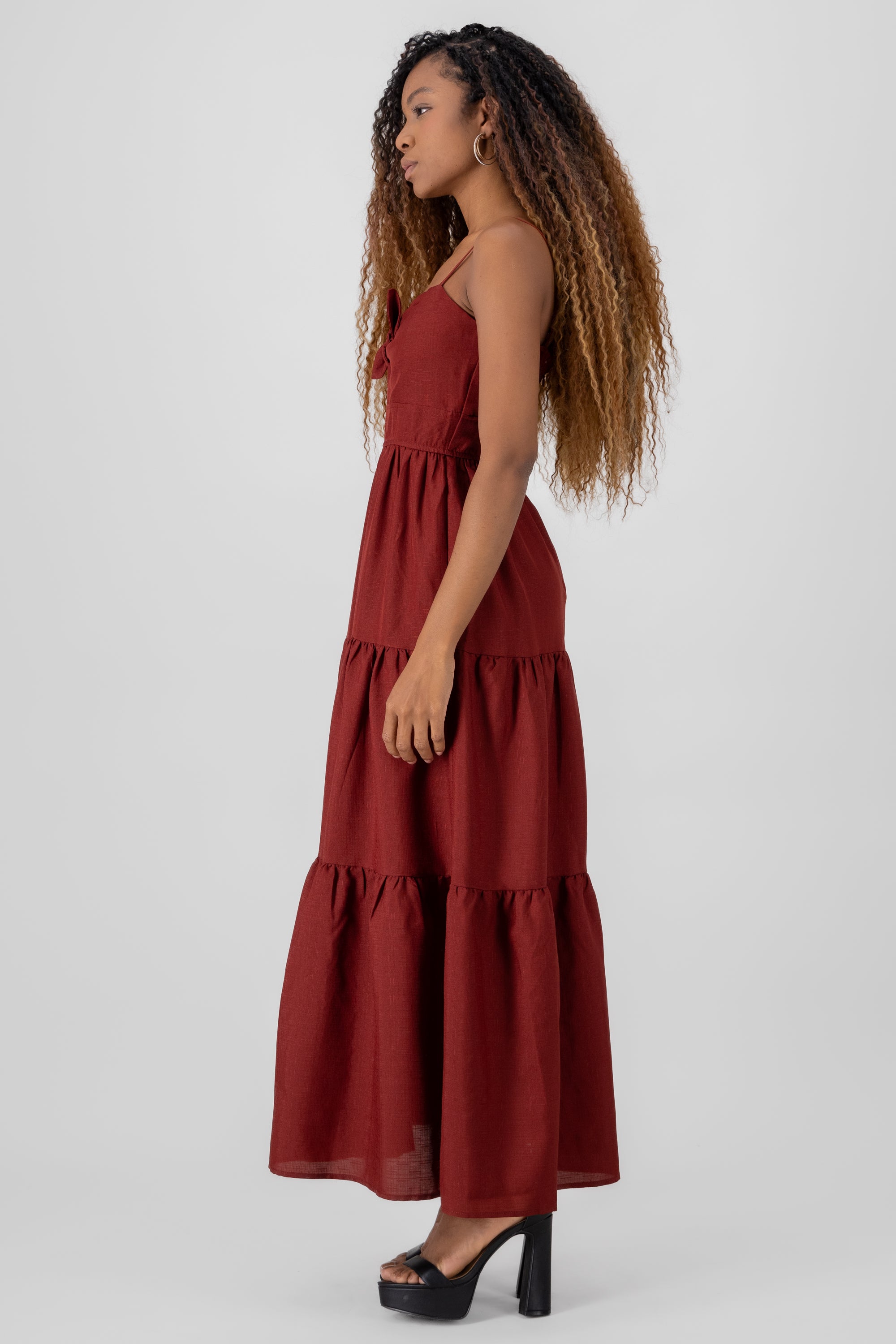 Solid Maxi Dress BURGUNDY