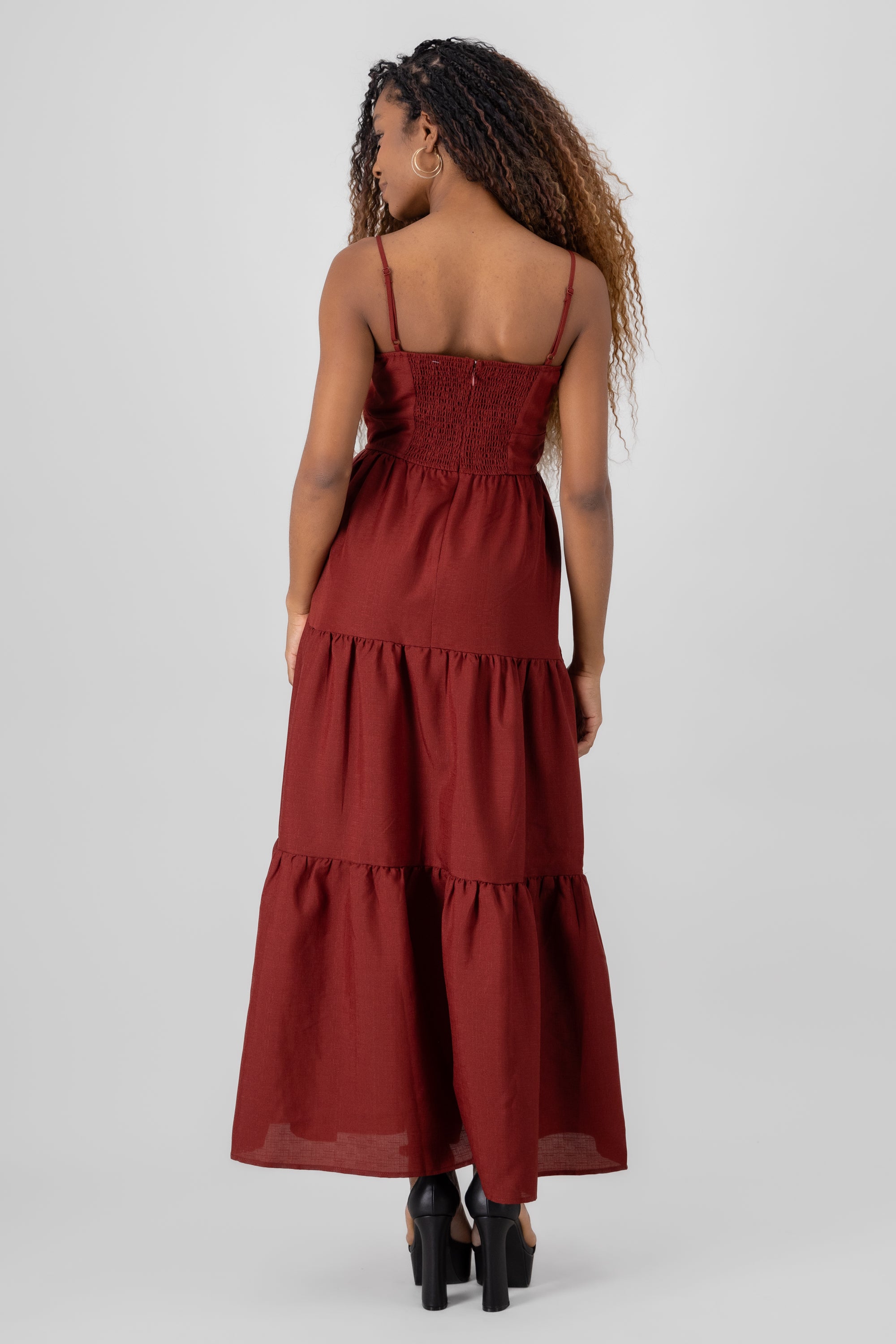 Solid Maxi Dress BURGUNDY