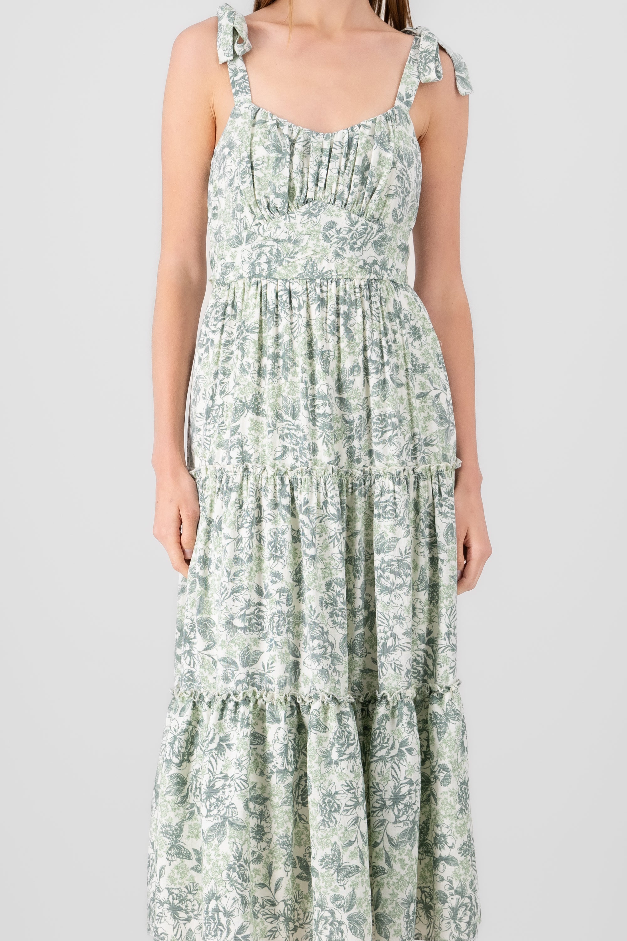 Floral Print Maxi Dress GREEN COMBO