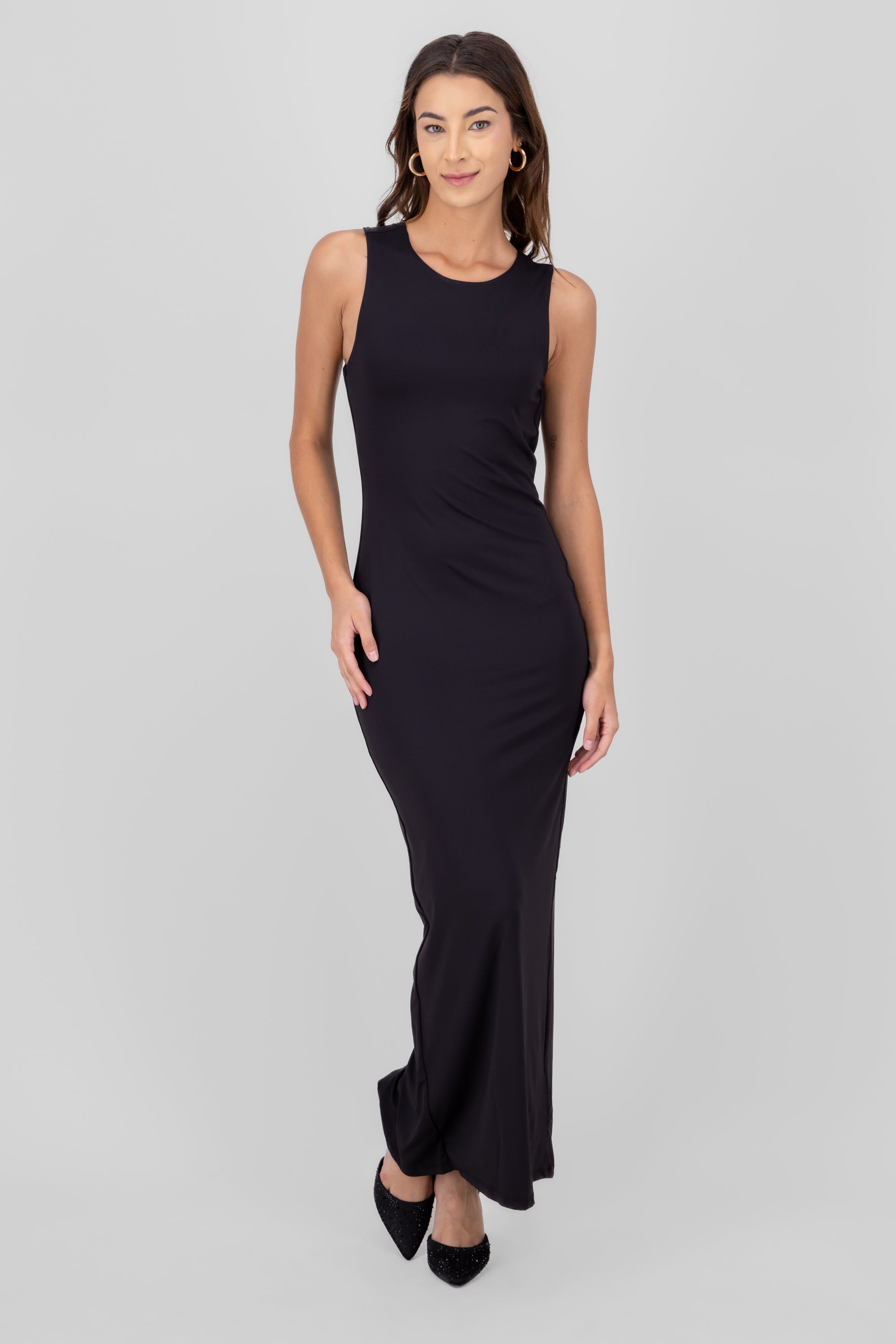 Open Back Maxi Dress BLACK