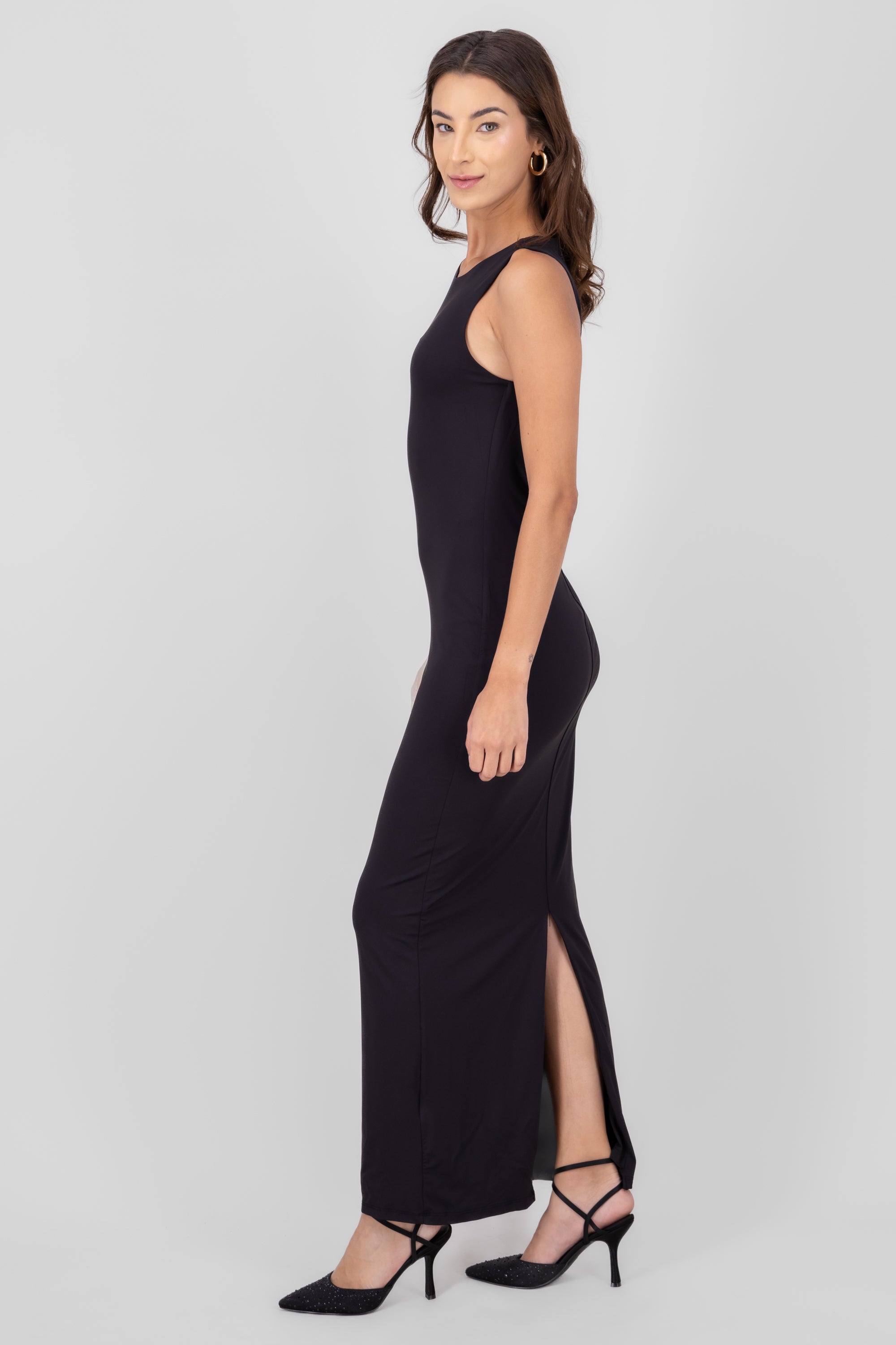 Open Back Maxi Dress BLACK