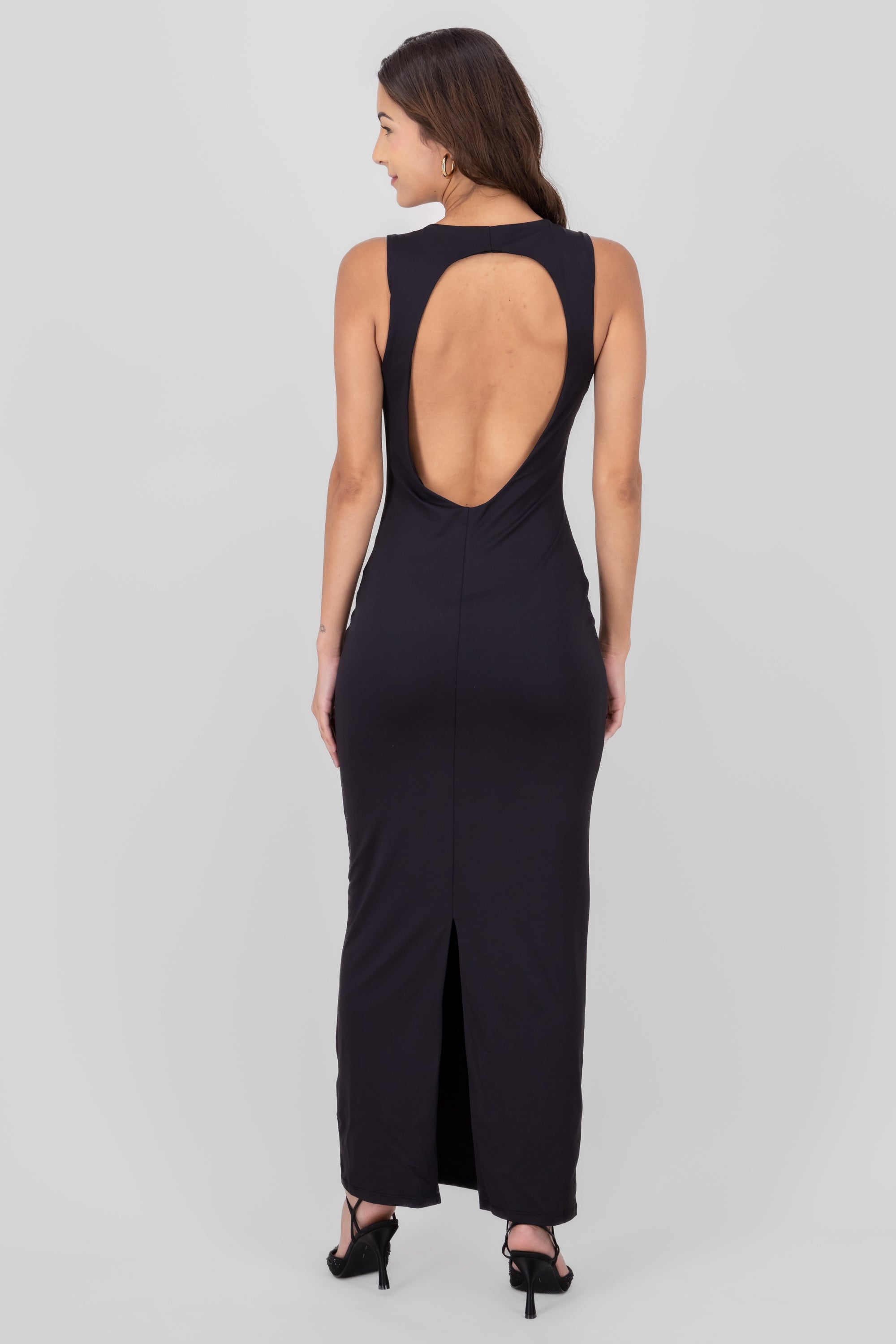 Open Back Maxi Dress BLACK