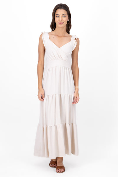 Maxi Ruffle Strap Day Dress IVORY