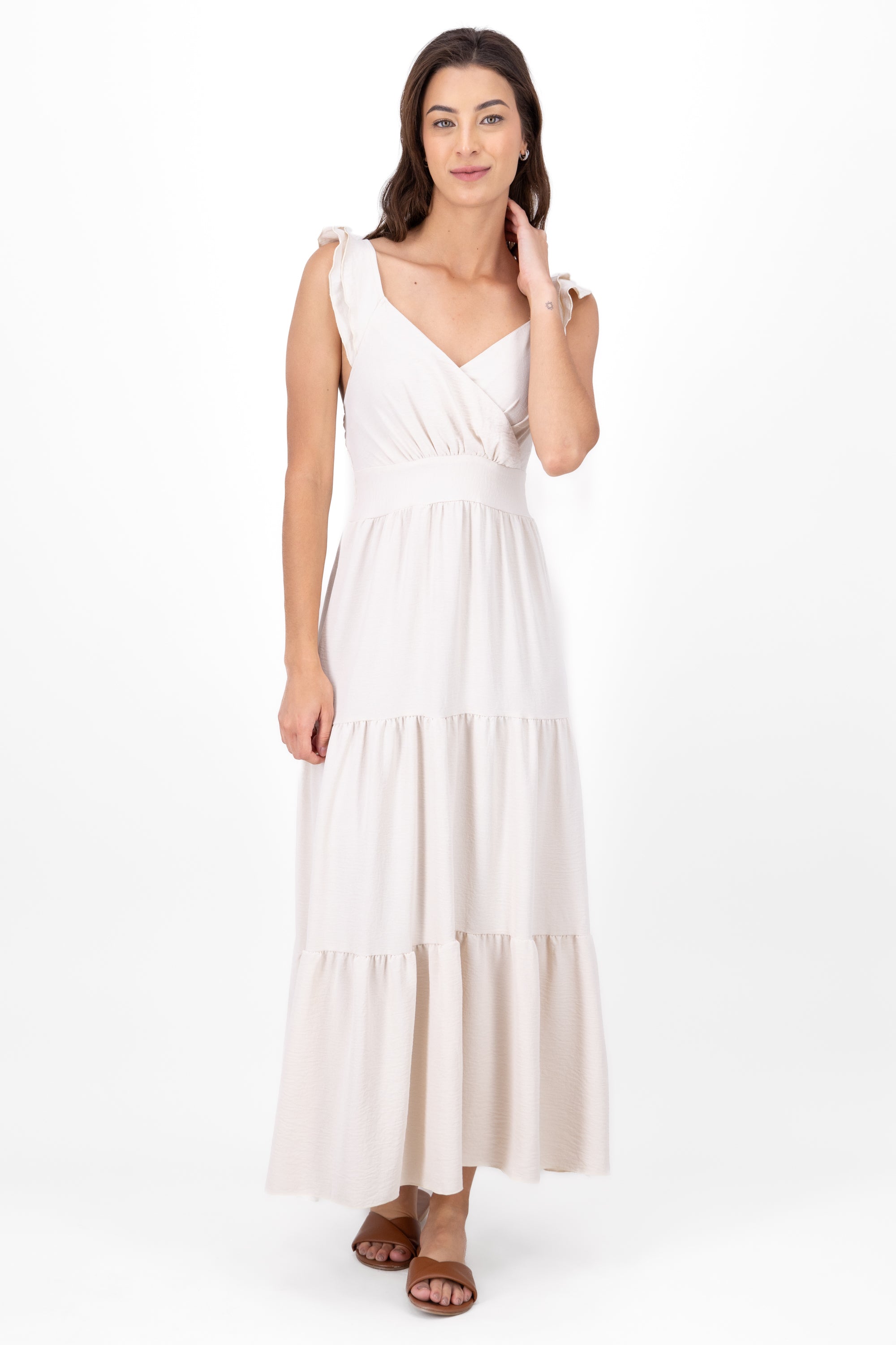 Maxi Ruffle Strap Day Dress IVORY