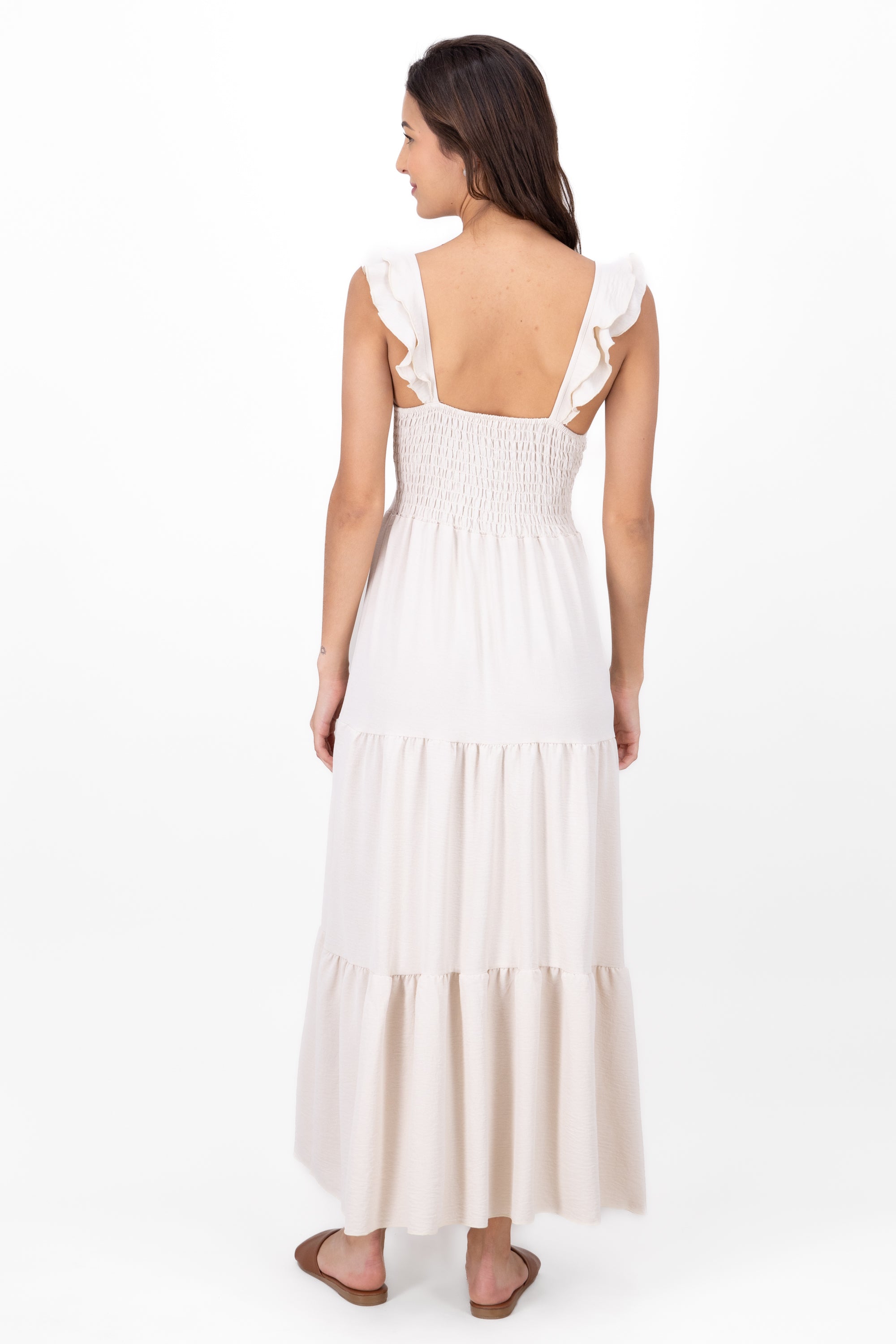 Maxi Ruffle Strap Day Dress IVORY