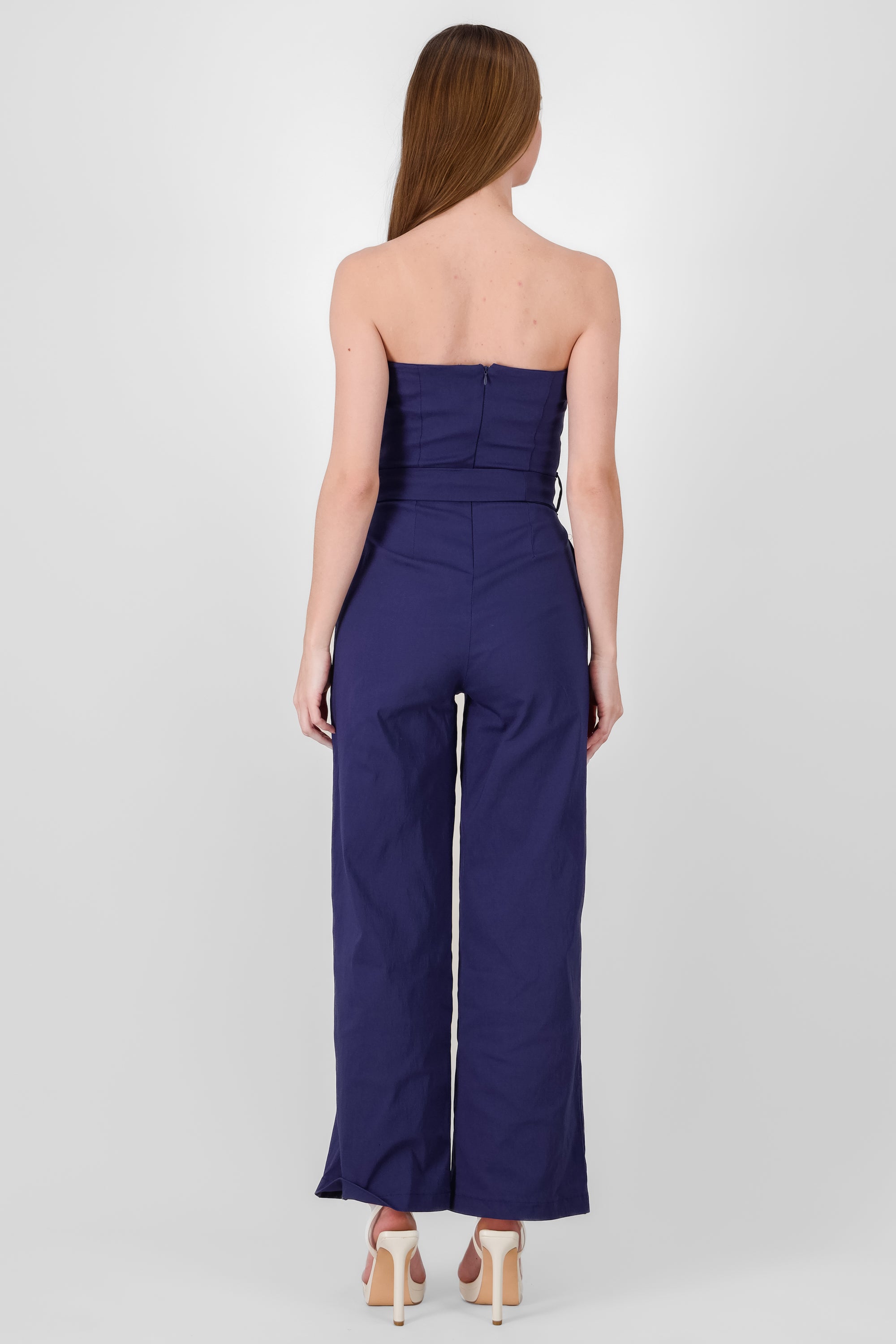 Solid Strapless Jumpsuit With Belt NAVY