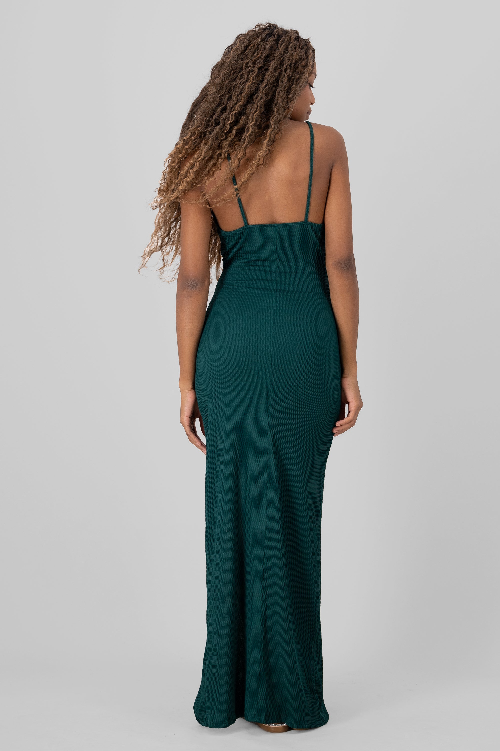 Body Con V Neck Wrap Maxi Dress HUNTER GREEN