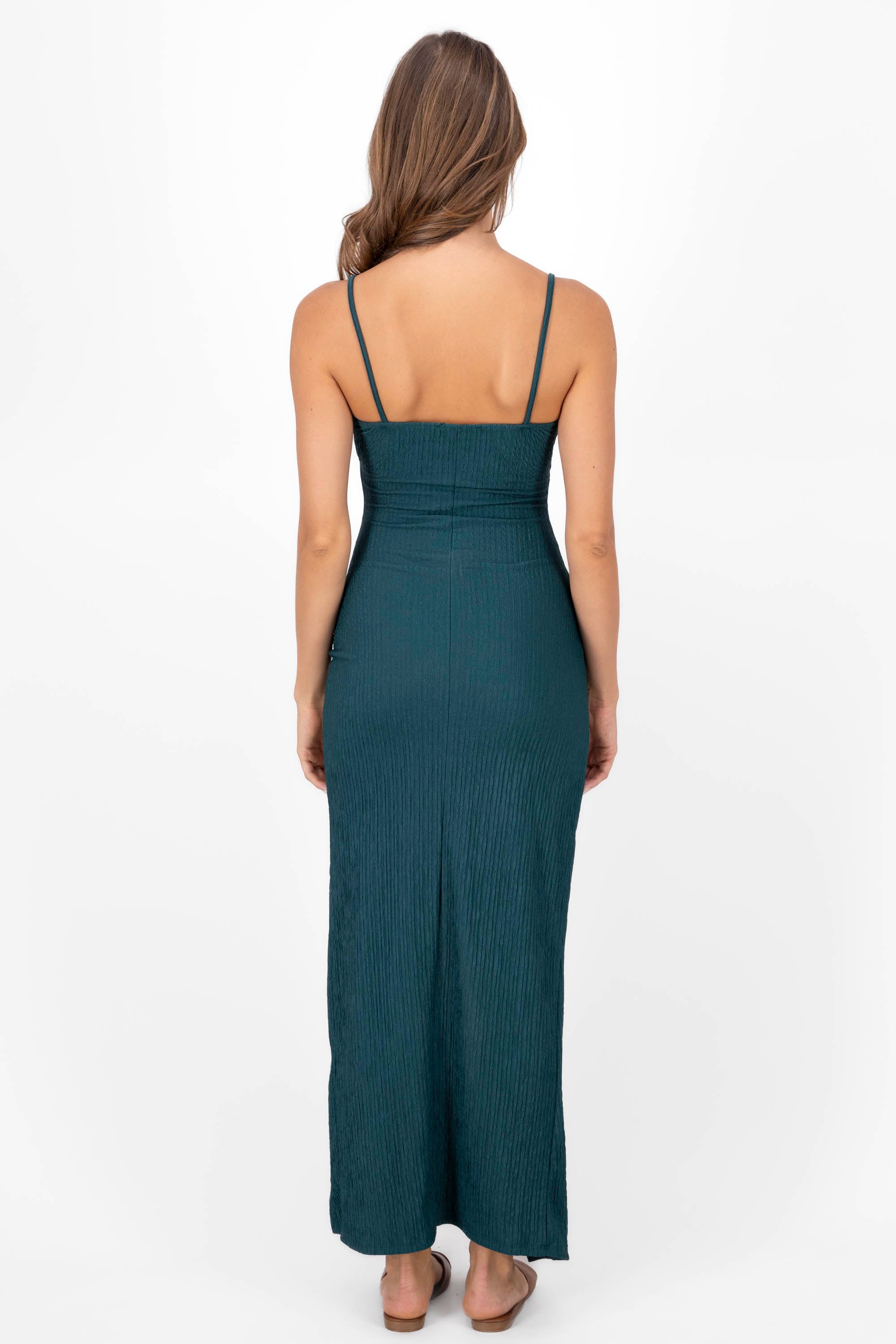 Textured Maxi Wrap  Dress HUNTER GREEN