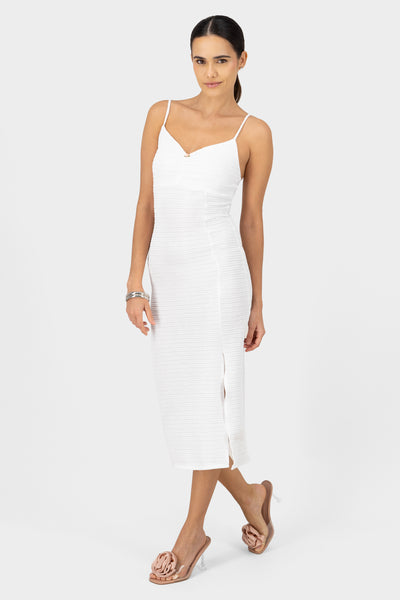 Textured Tank Midi Dress WHITE