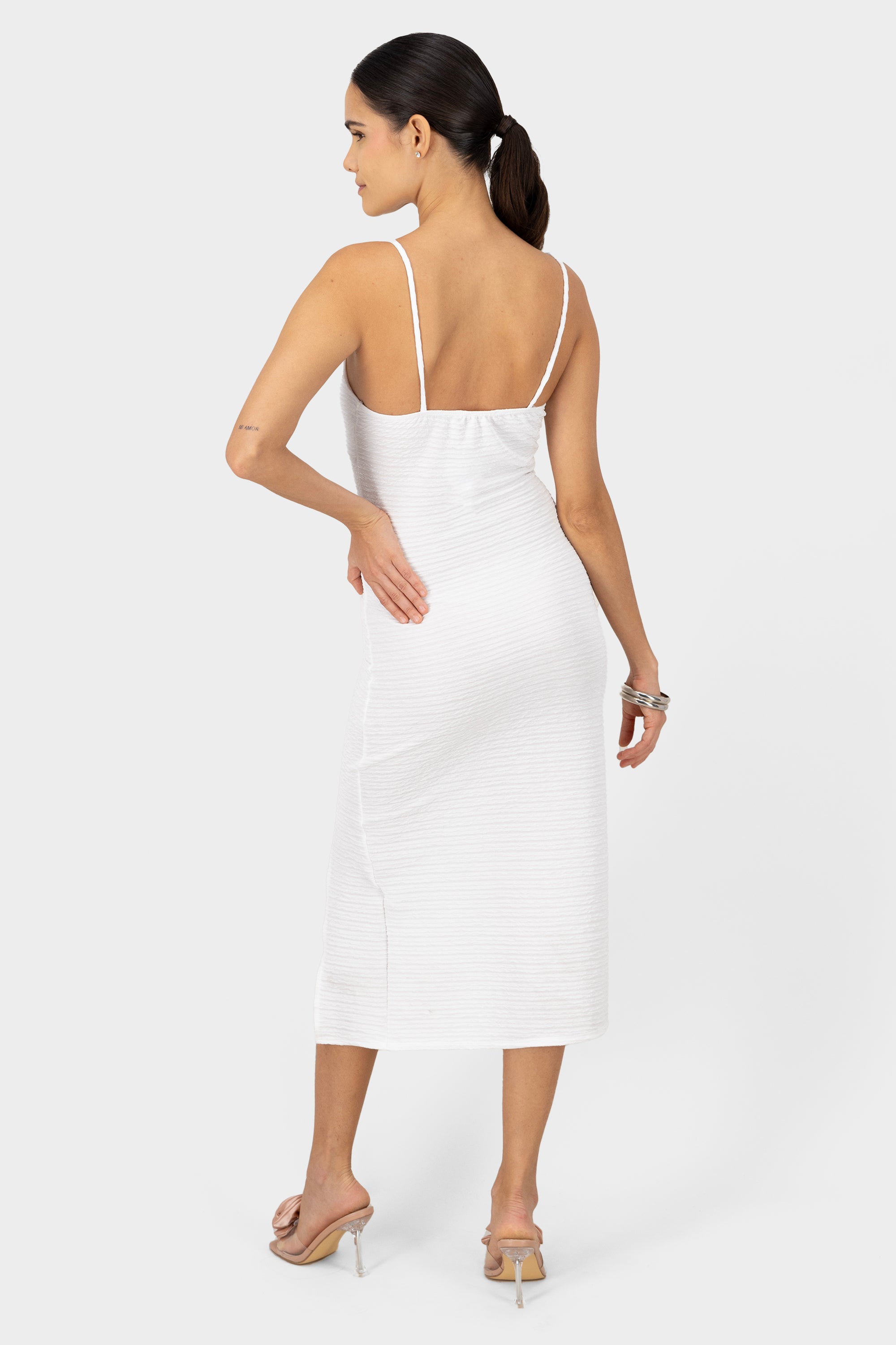 Textured Tank Midi Dress WHITE