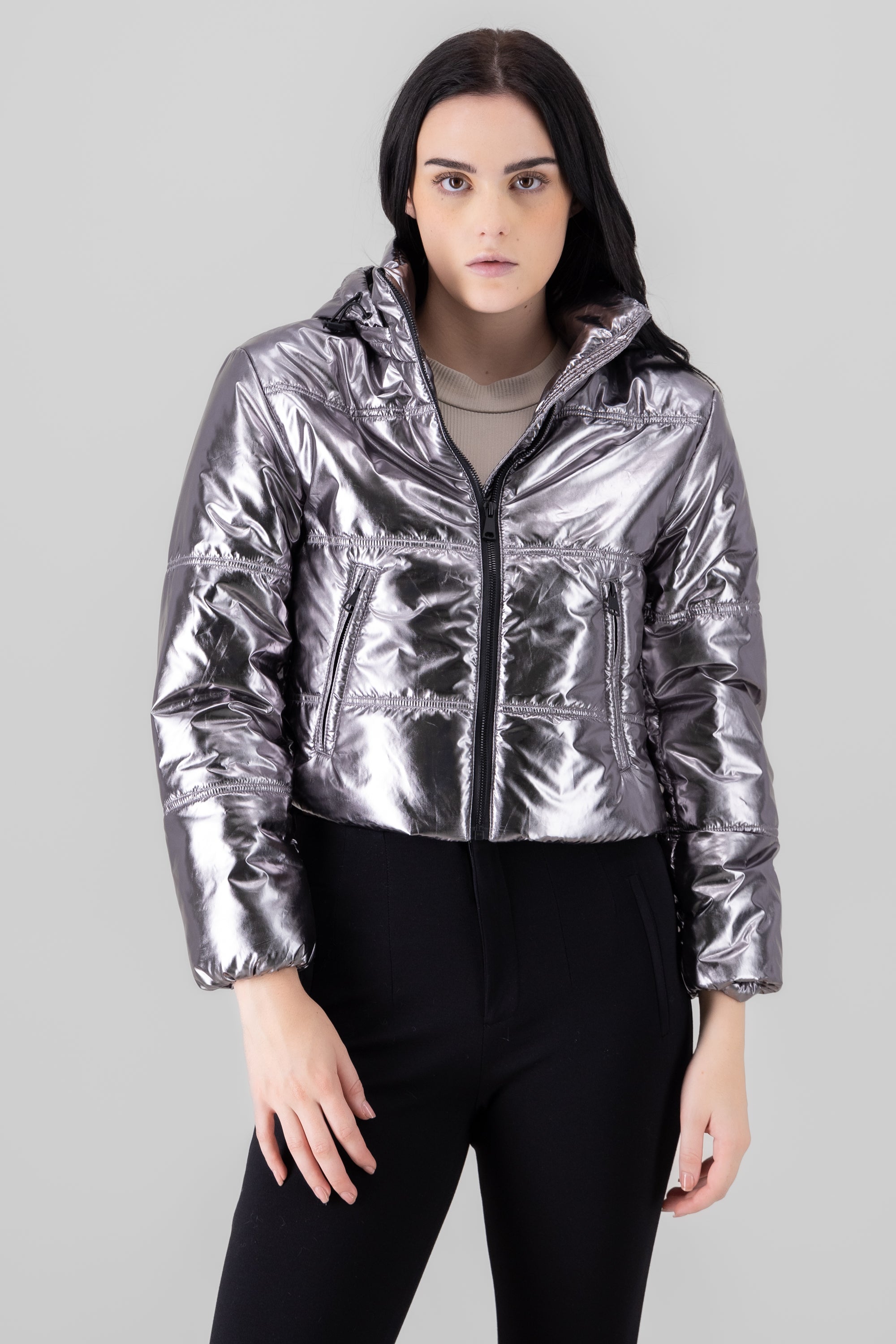 Metallic Puffer Jacket SILVER