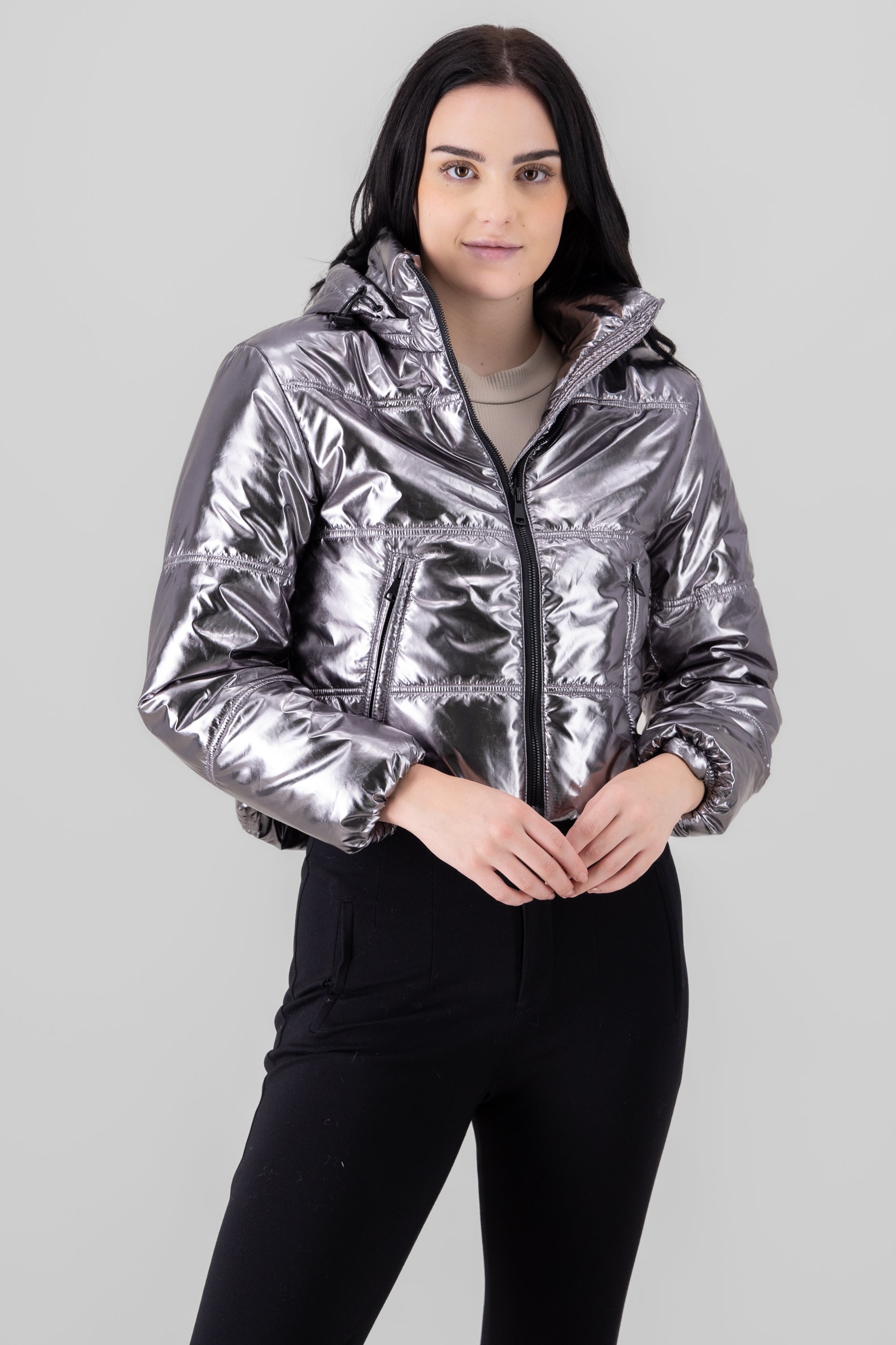 Metallic Puffer Jacket SILVER