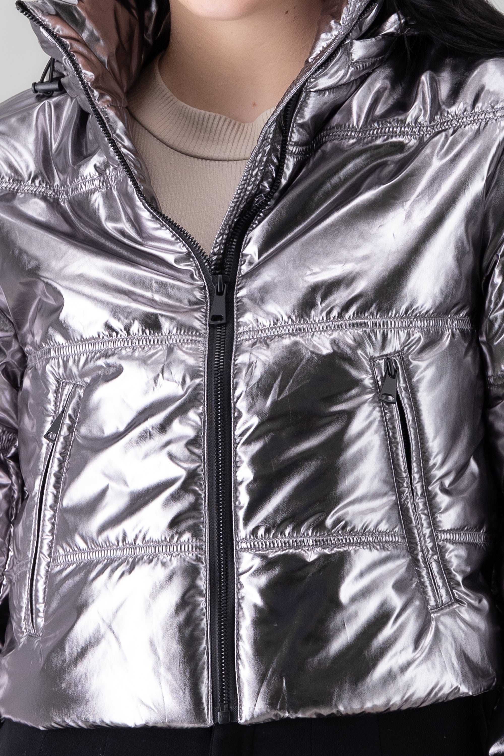 Metallic Puffer Jacket SILVER