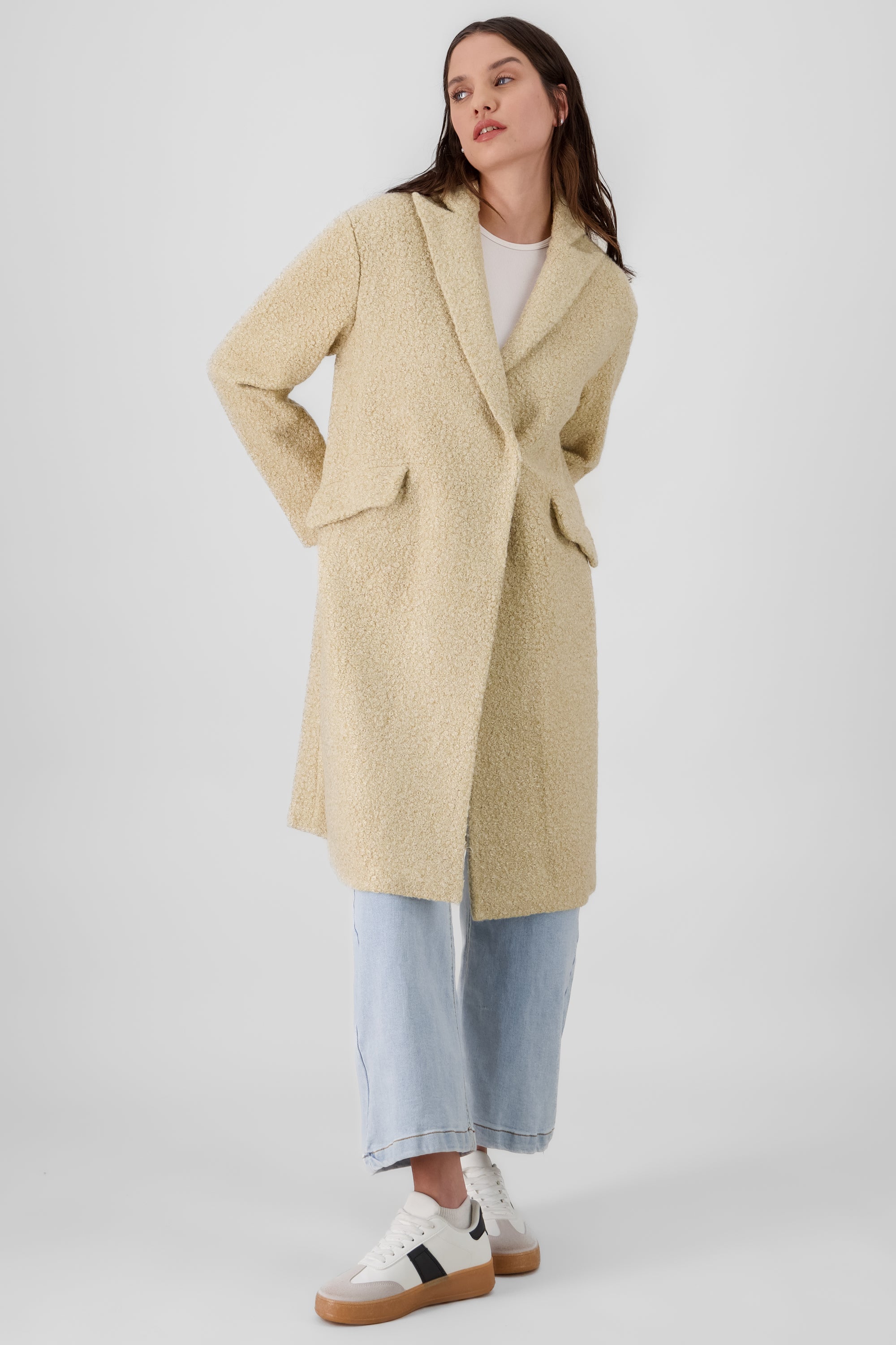 Long Textured Coat TAN