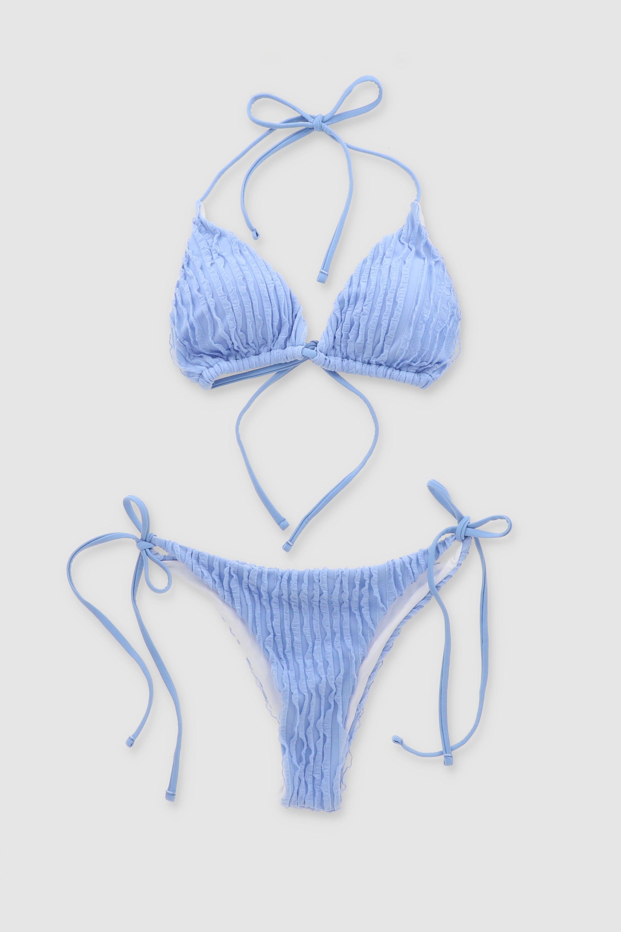 Solid Textured Bikini SKY BLUE