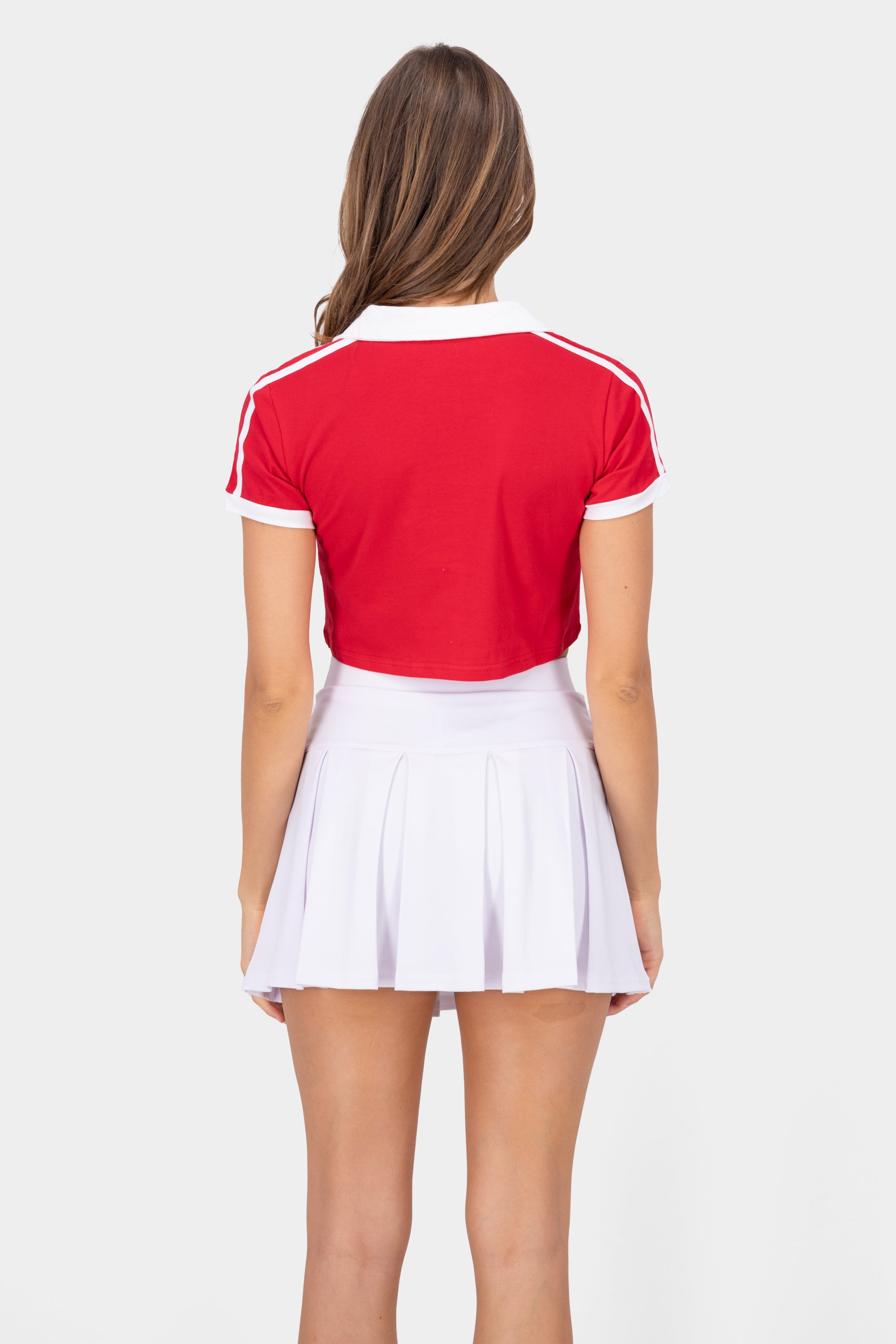 Cropped Collar Top RED COMBO